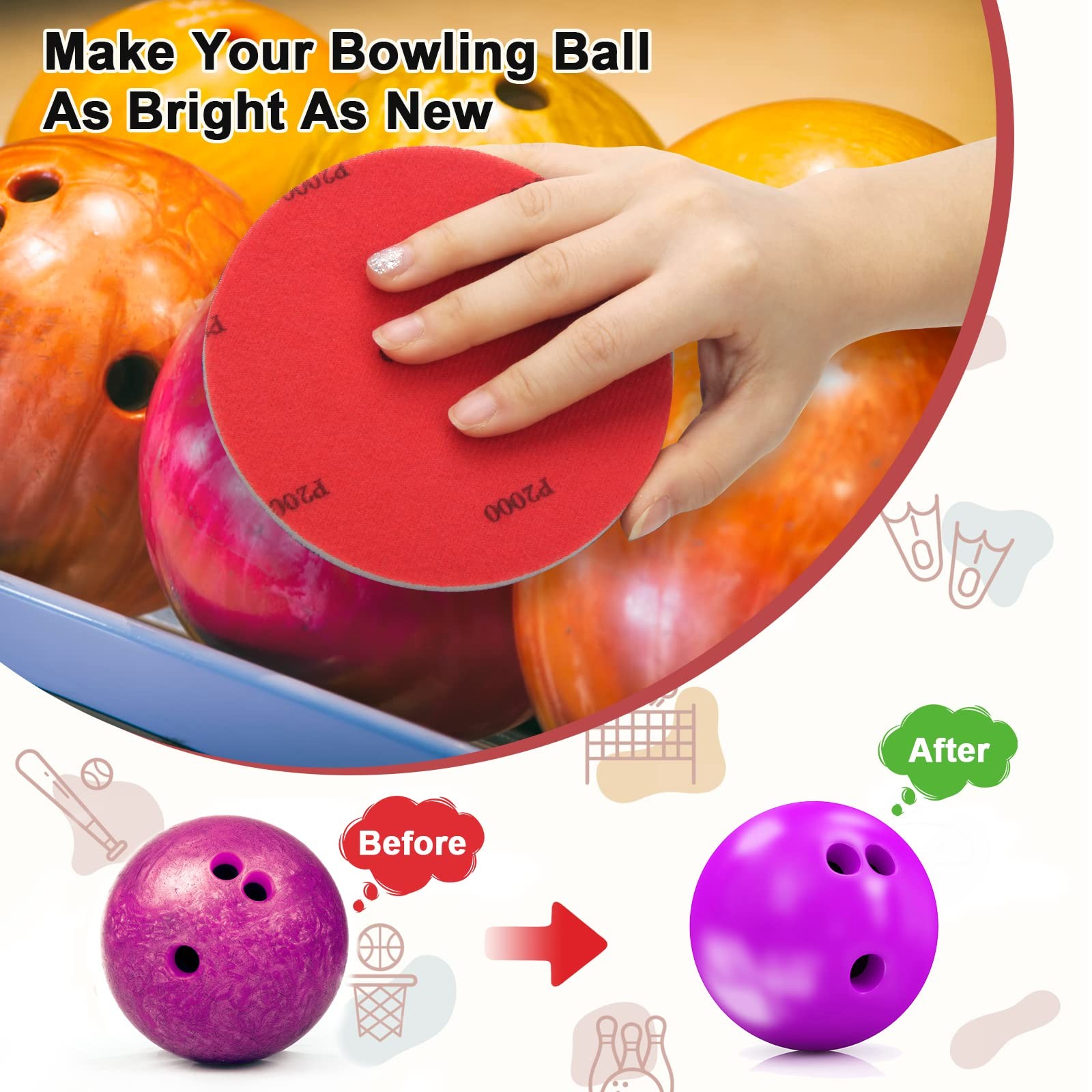 Windspeed 6+1 Pack Bowling Ball Sanding Pads with Towels,