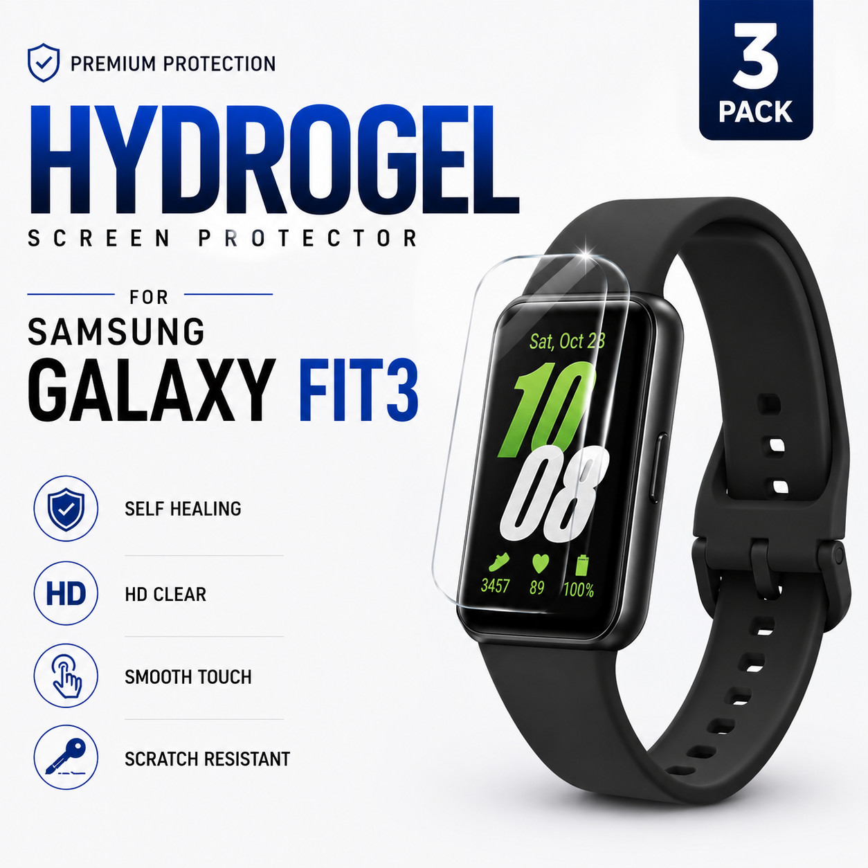 Samsung Galaxy Fit3 Hydrogel Screen Protector Self Healing HD Clear Waterproof