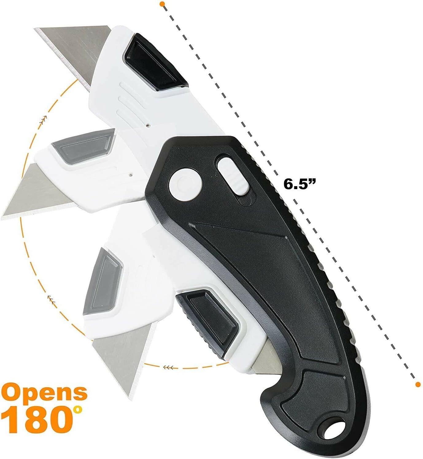 Lightweight Strong ABS Plastic Folding Utility Box Cutter (6 Pack) 6, Black