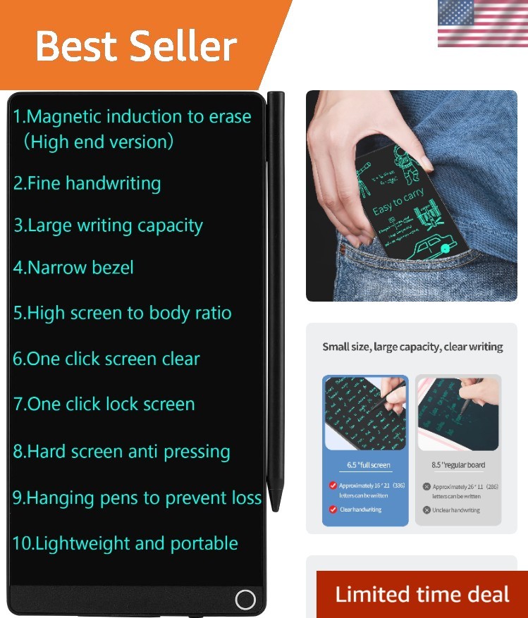 Ultra-Thin 6.5-Inch LCD Writing Tablet with Magnetic Clear Screen Technology
