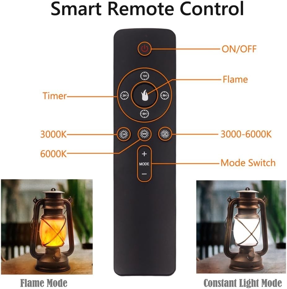 2 Pack USB Rechargeable Vintage Lanterns with Remote Control & 4 Lighting Modes