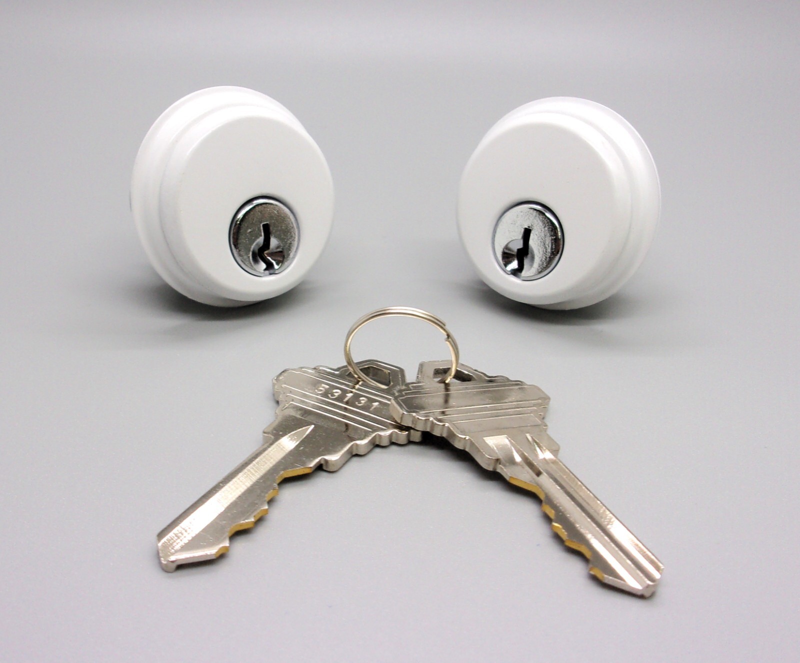 Global Door TH1100-ZCX2WH Double Zinc Mortise Cylinder in White (pack of 2)