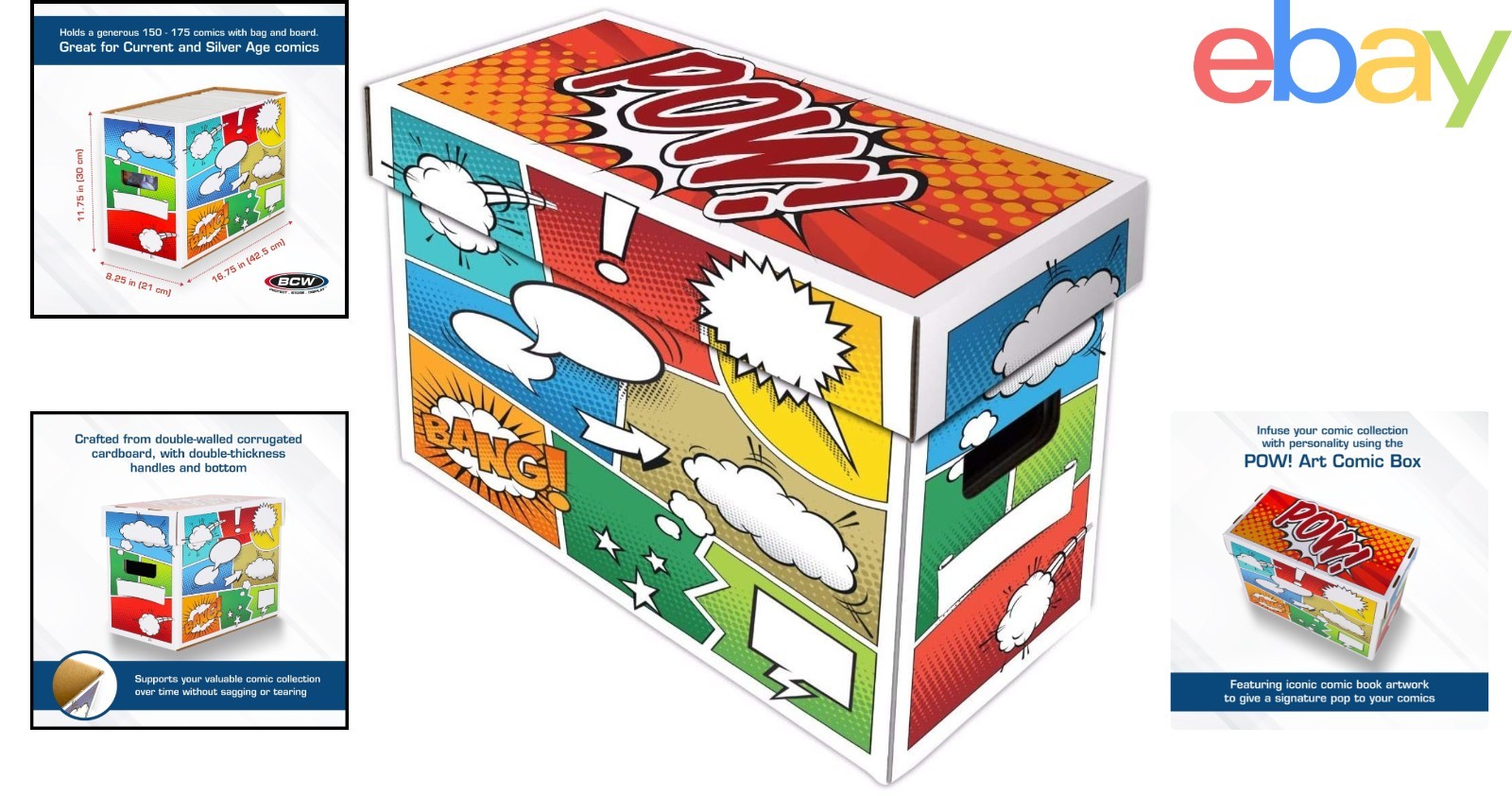 Durable Stackable Comic Storage Box, Classic Design for Current & Silver Age