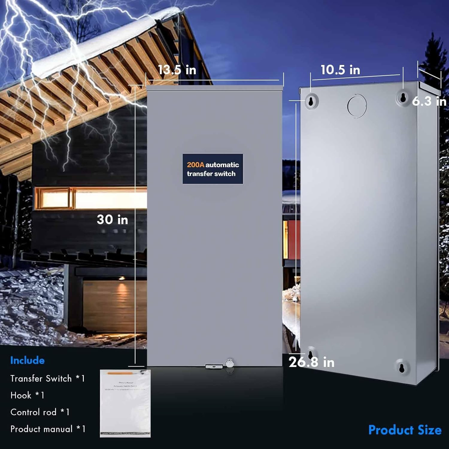 200 Amp Single Phase Automatic Transfer Switch Replace for Generac RXSW200A3