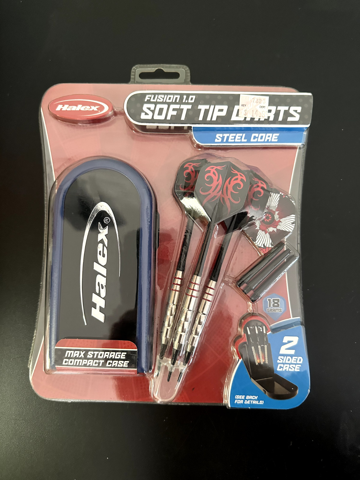 Halex Fusion 1.0 Soft Tip Darts Steel Core with 2 Sided Flip Case - 18 Grams