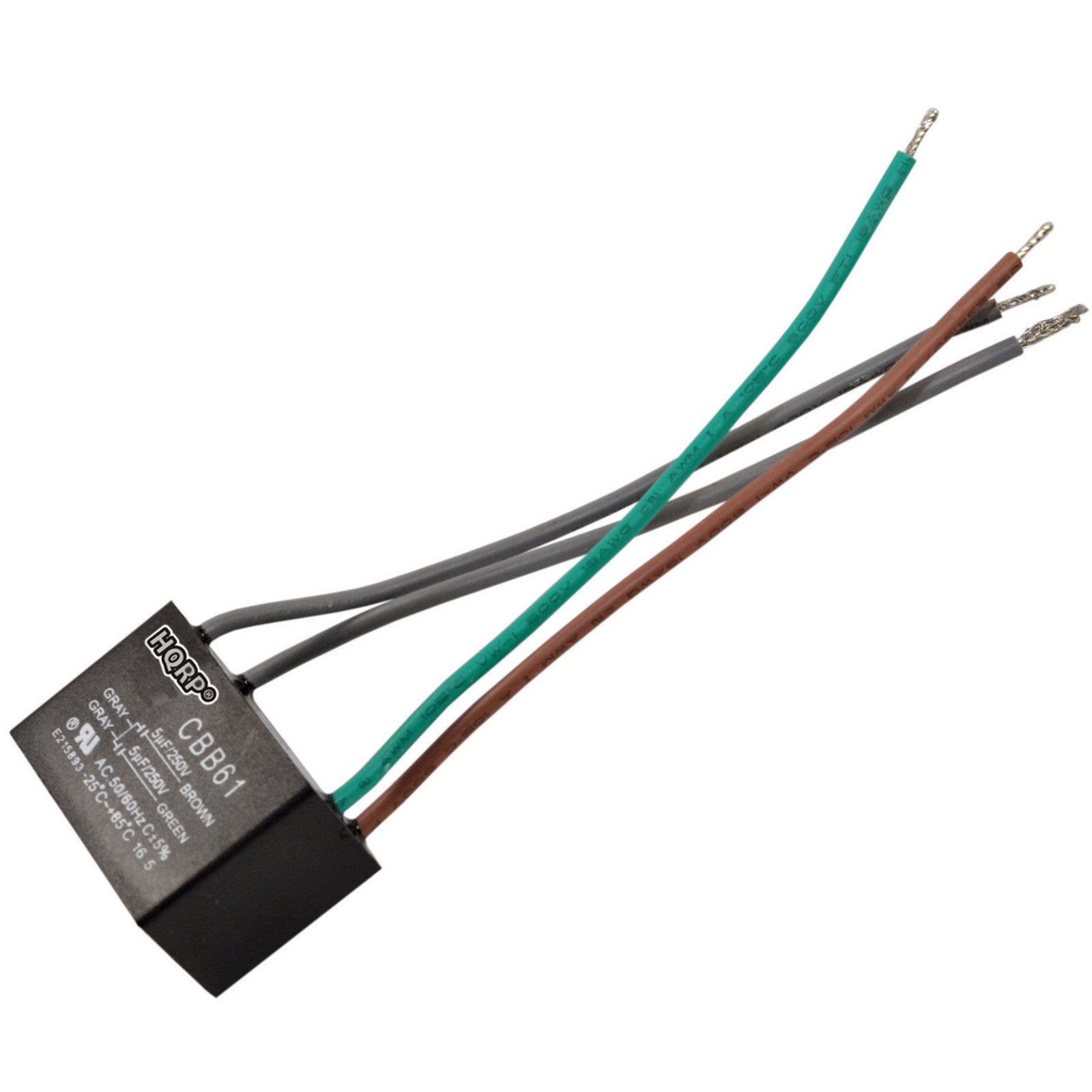 HQRP Ceiling Fan Capacitor 250VAC 5uf+5uf 4-Wire CBB61 Replacement