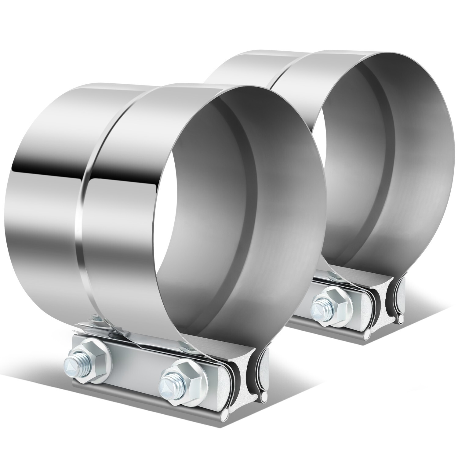 2Pcs 4" T304 Stainless Steel Lap Joint Band Muffler Exhaust Pipe Clamp Sleeves