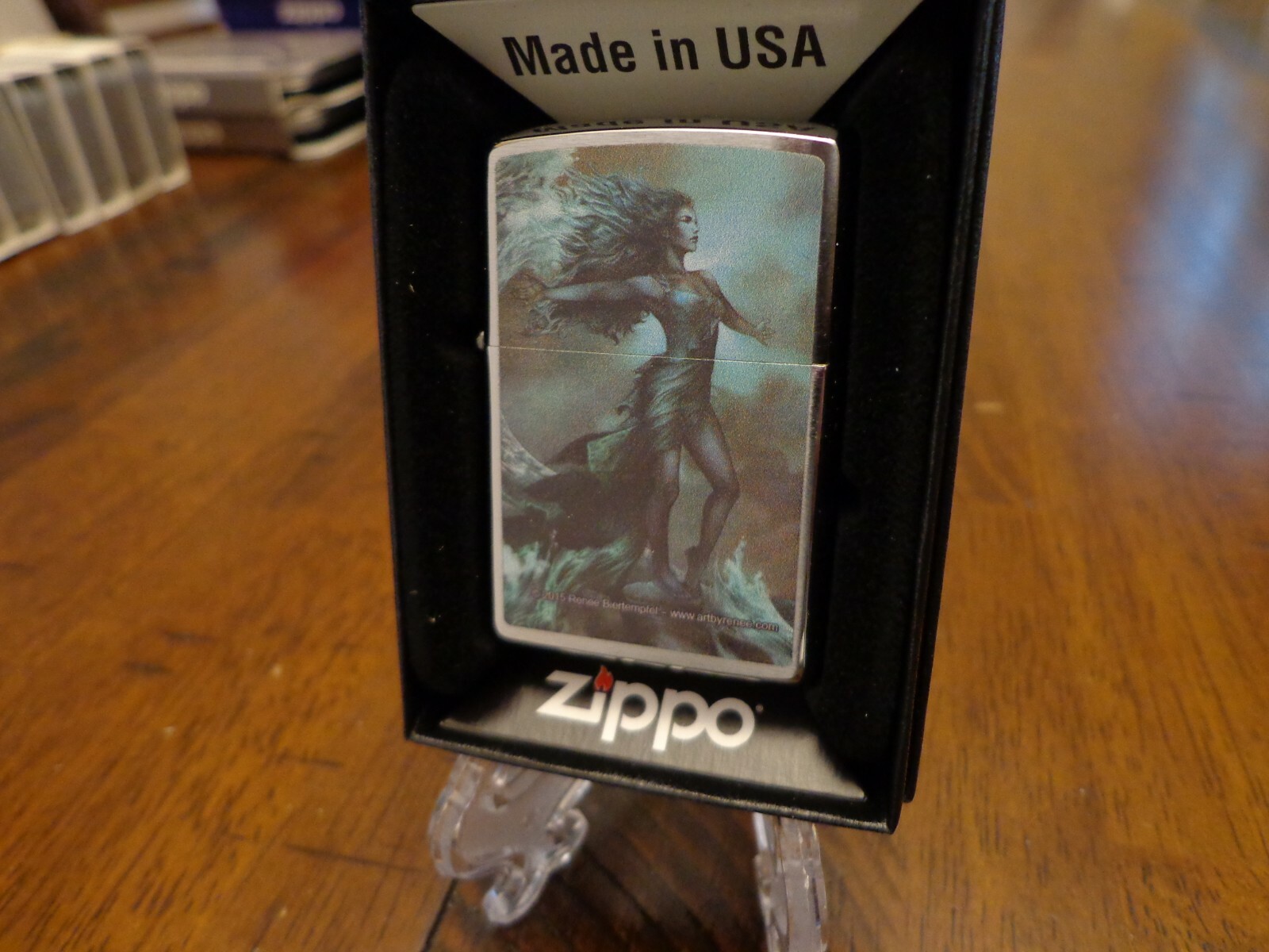 BREAKING WAVES RENEE BIERTEMPFEL PINUP GIRL FANTASY ART ZIPPO LIGHTER MINT