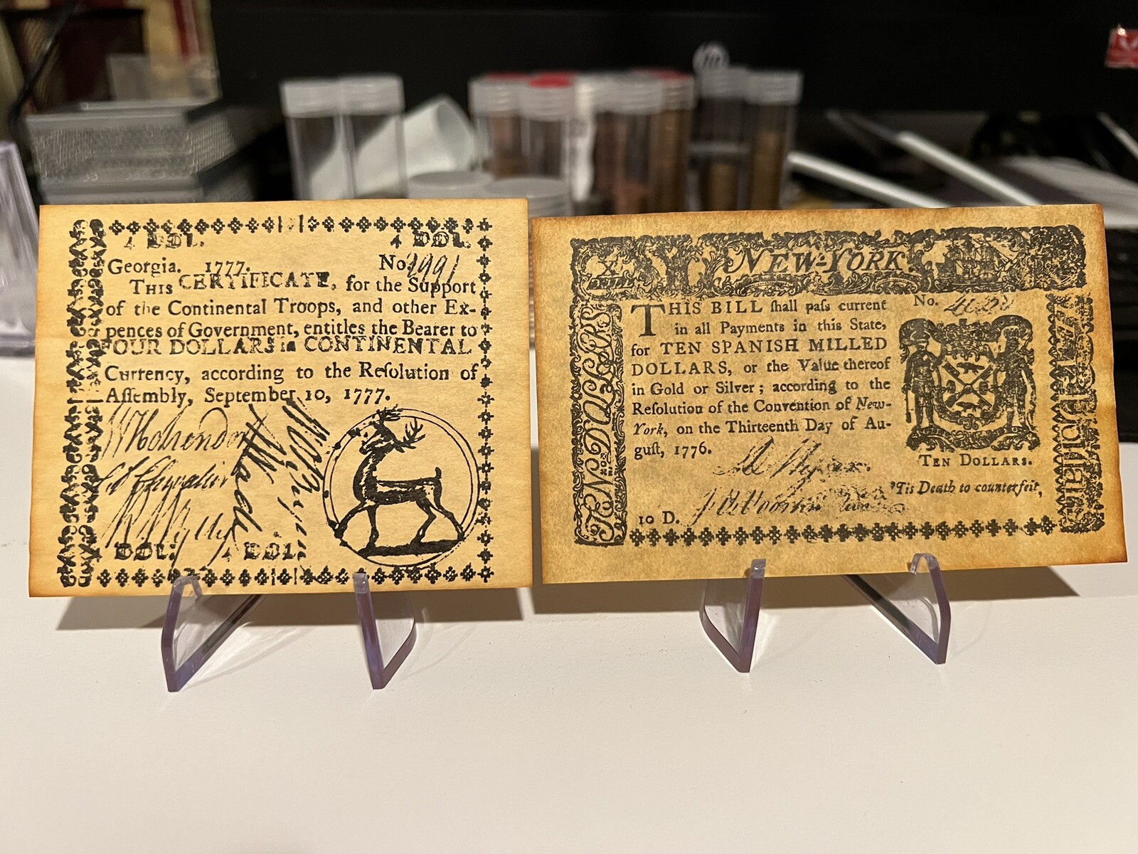 COLONIAL AND REVOLUTIONARY CURRENCY REPLICAS BOTH SETS A AND B