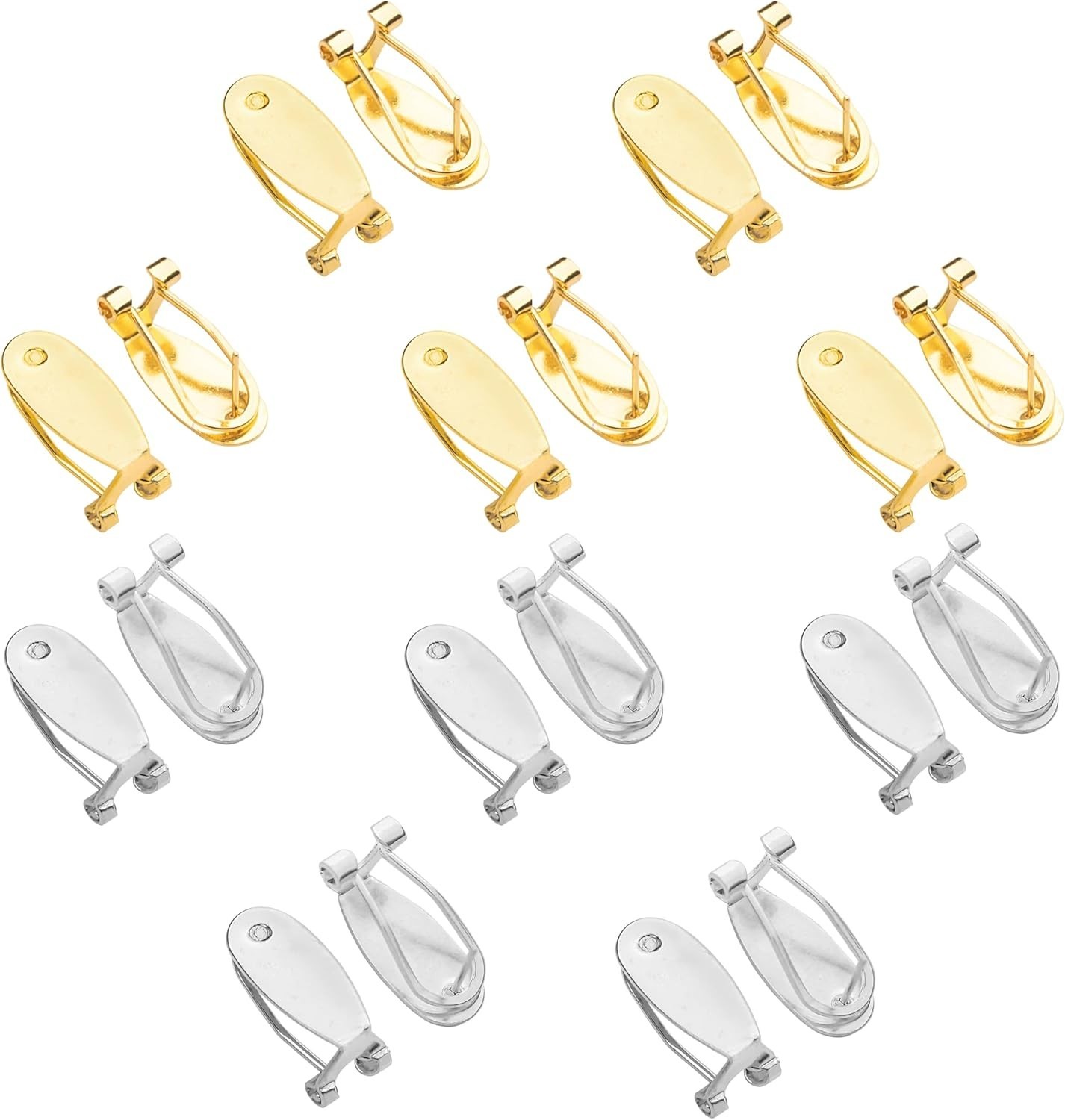 20PCS Fingernail Earring Post Backs, Hypoallergenic Clip Base Studs, Hinged Pads