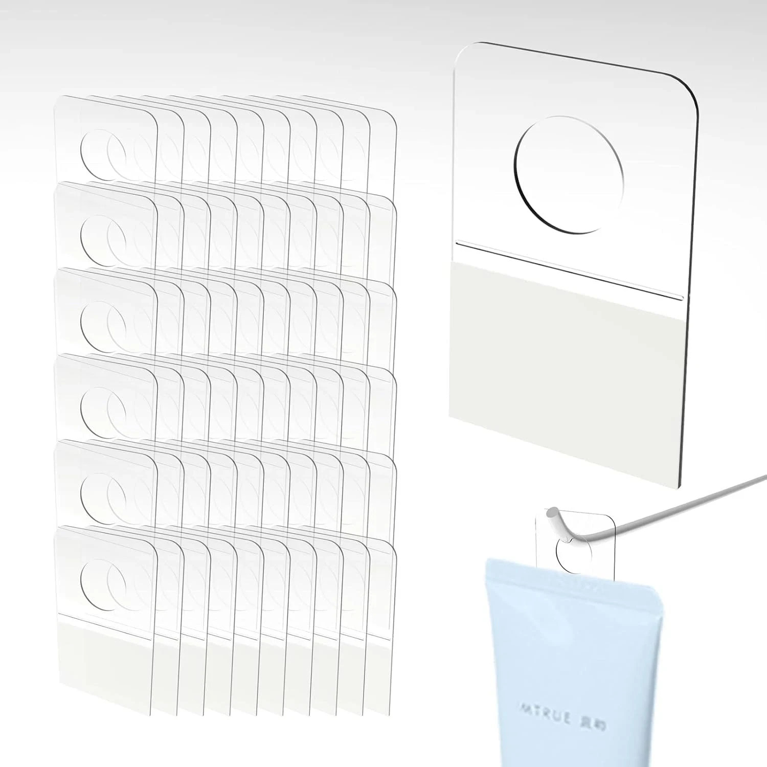 500pcs Self Adhesive Tabs Tags Hooks Clear Sticky Hang Tab Plastic Hangers fo...