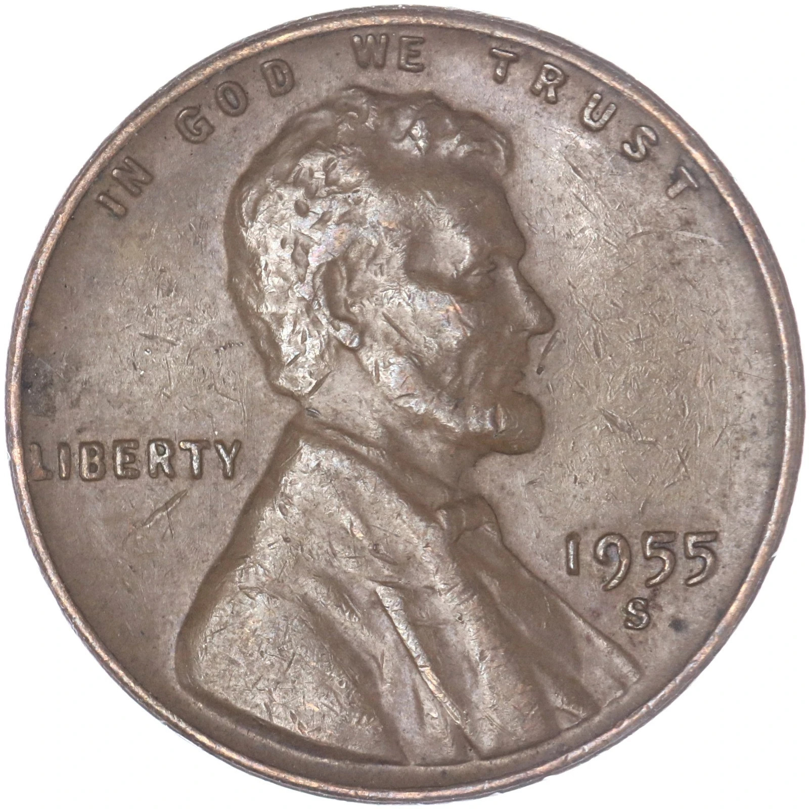 ✅ 1955-S Lincoln Wheat Cent Average Circulated Copper 1c From OBW Coin Roll