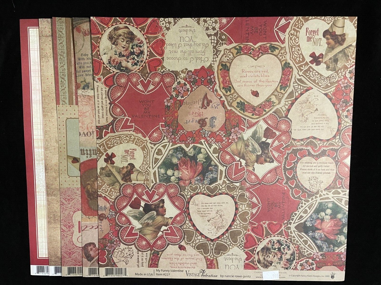 FANCY PANTS "VINTAGE VALENTINE" 12X12 SS AND DS HEAVY PAPERS