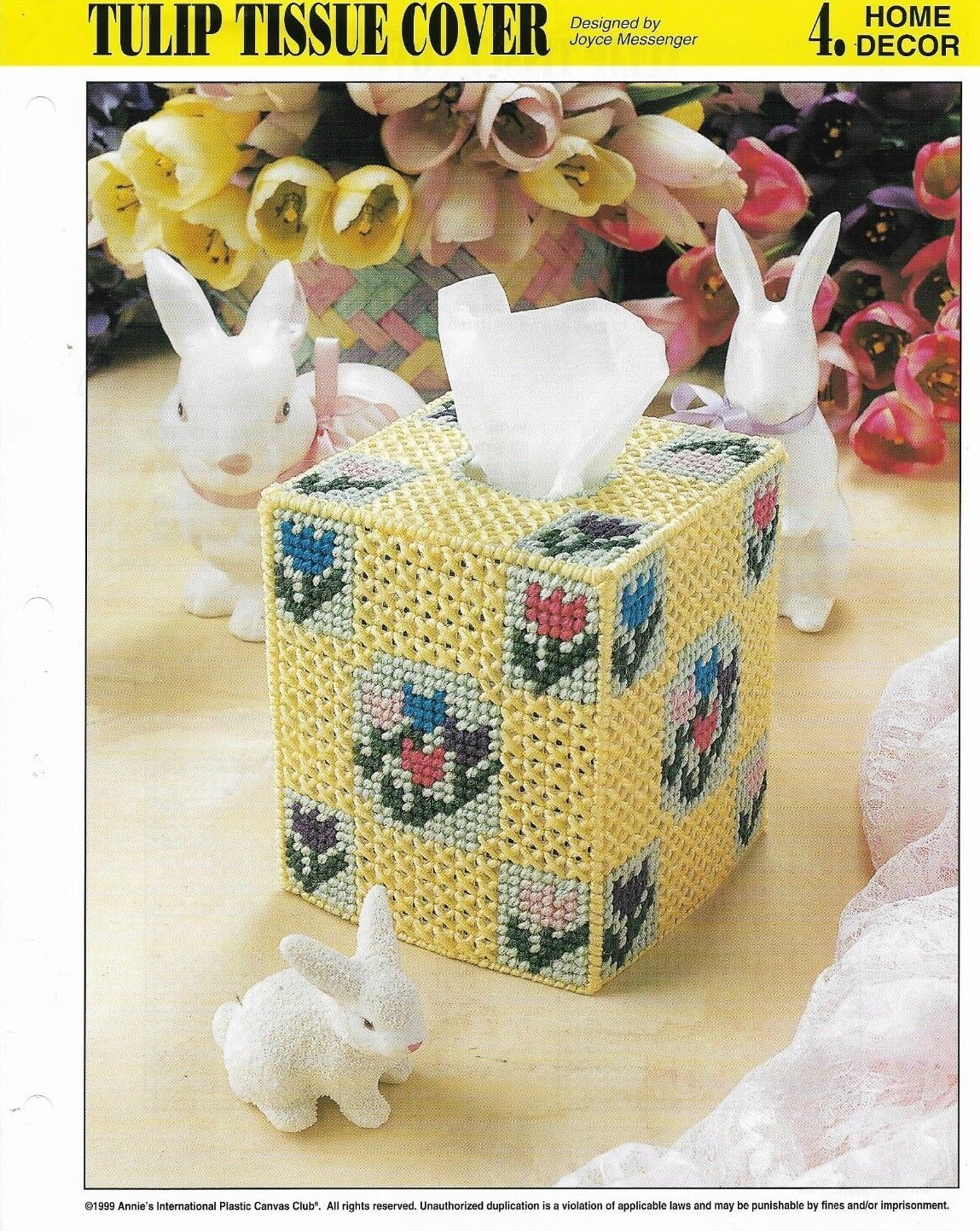 NEW TULIP TISSUE COVER HOME DECOR ANNIE'S PLASTIC CANVAS PATTERN INSTRUCTIONS