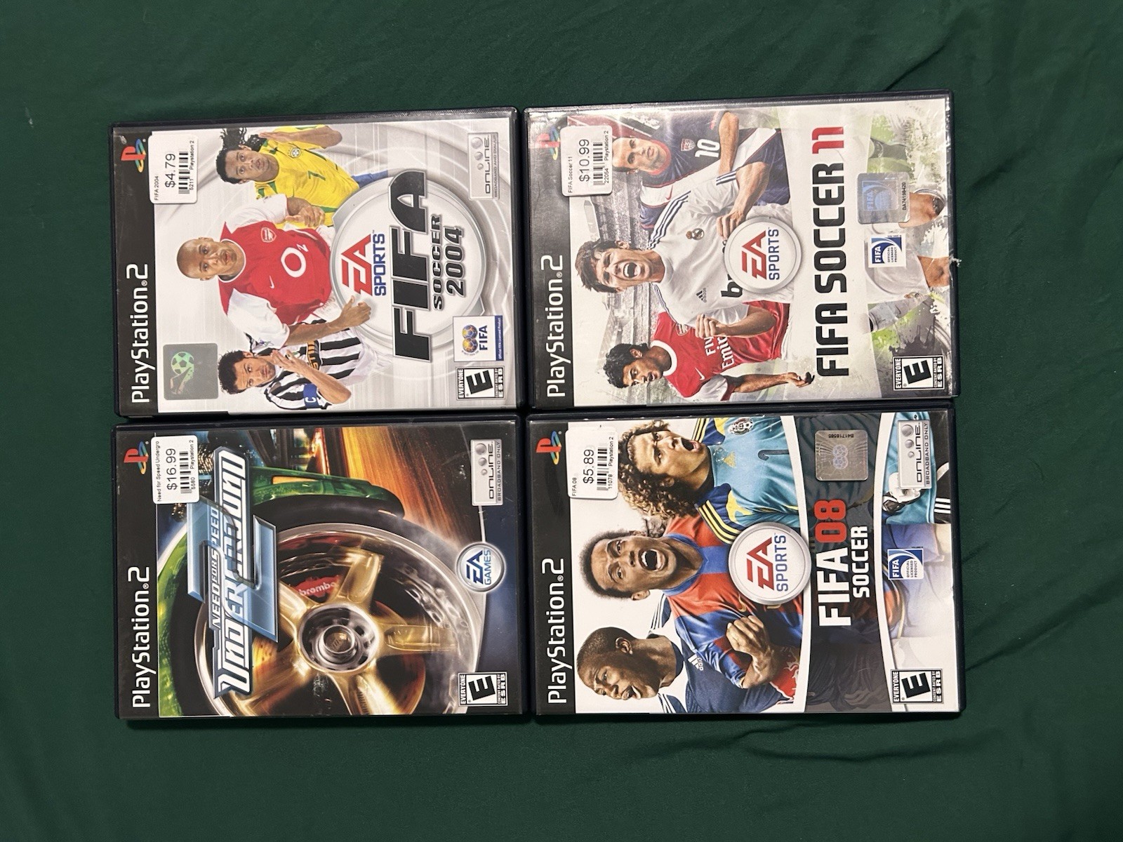 Sony PS2 PlayStation 2 Slim Silver SCPH-70001 Bundle Controller 4 Games