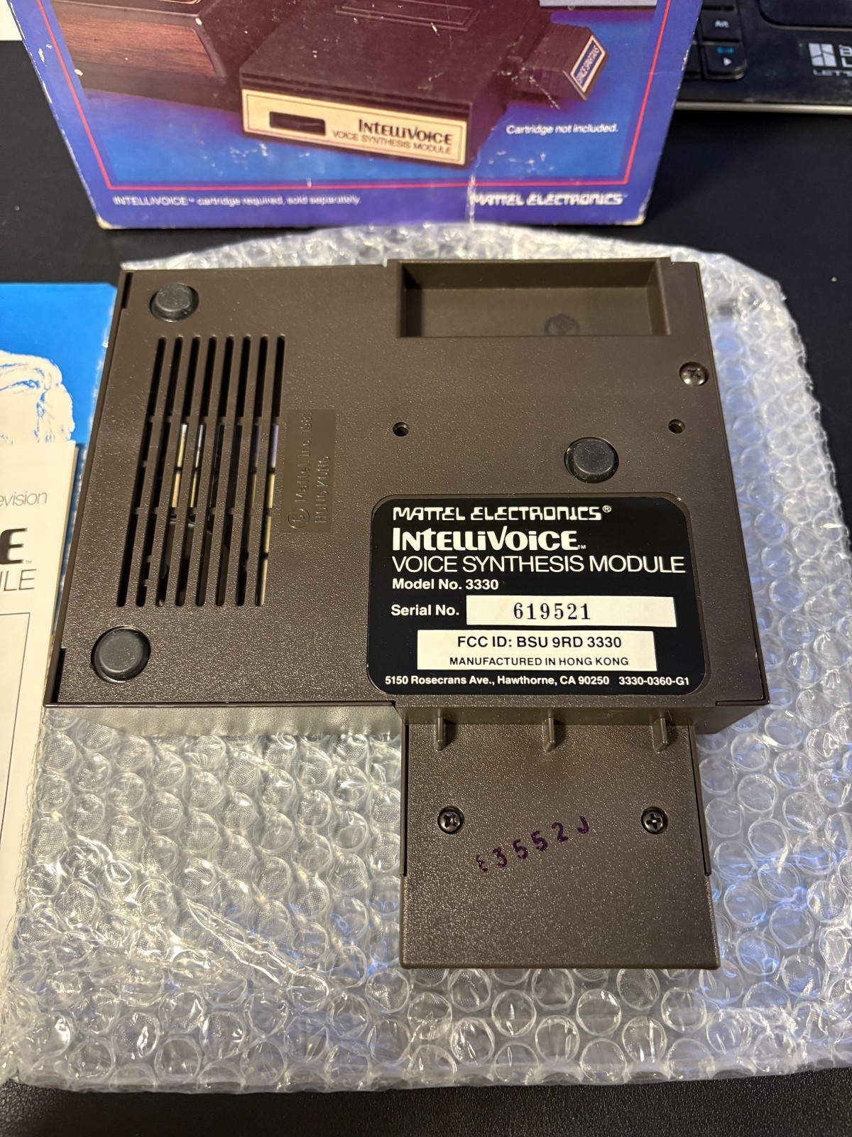 Mattel Electronics Intellivision Intellivoice Voice Synthesis Module 3330