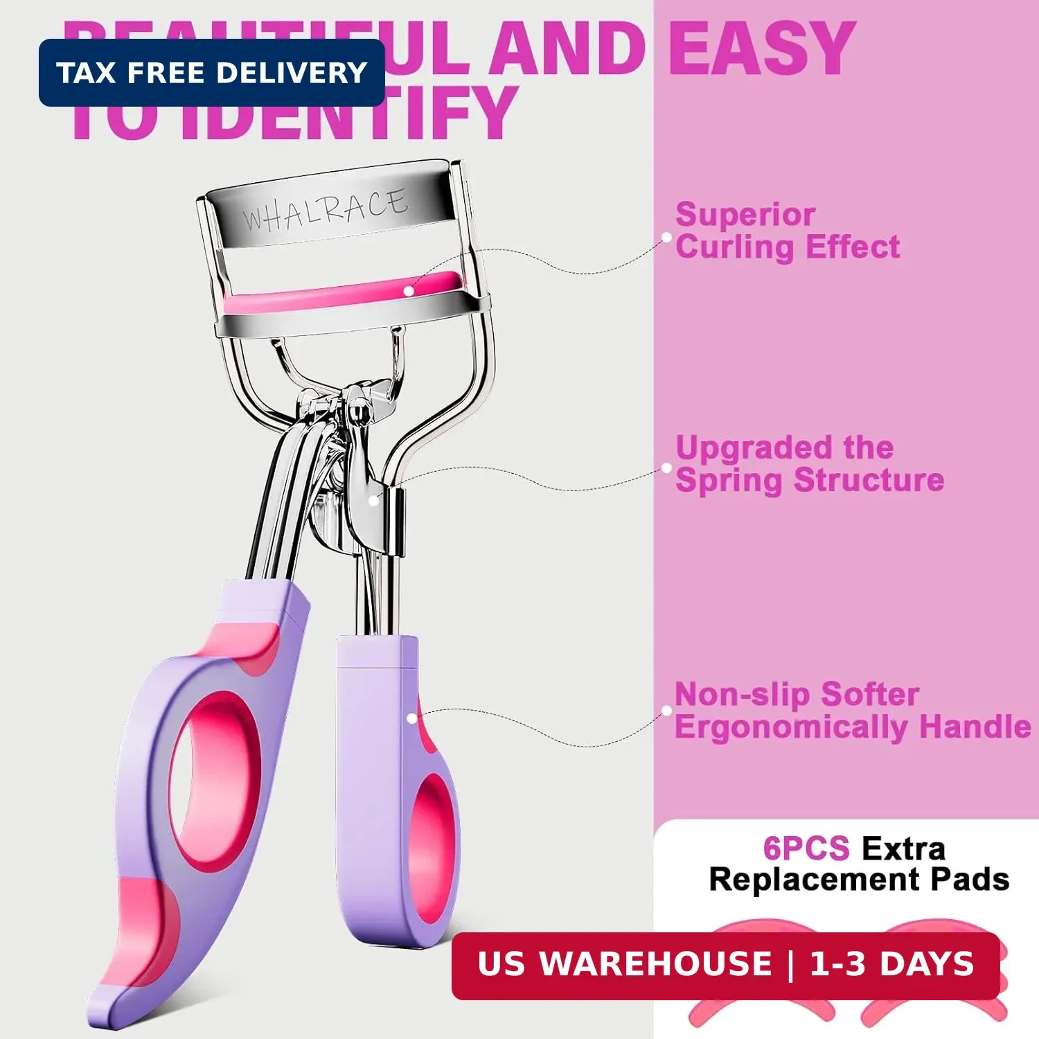 Eye Lash Curler with 6PCS Extra Replacement Pads, Superior Curling Effect Eyelas