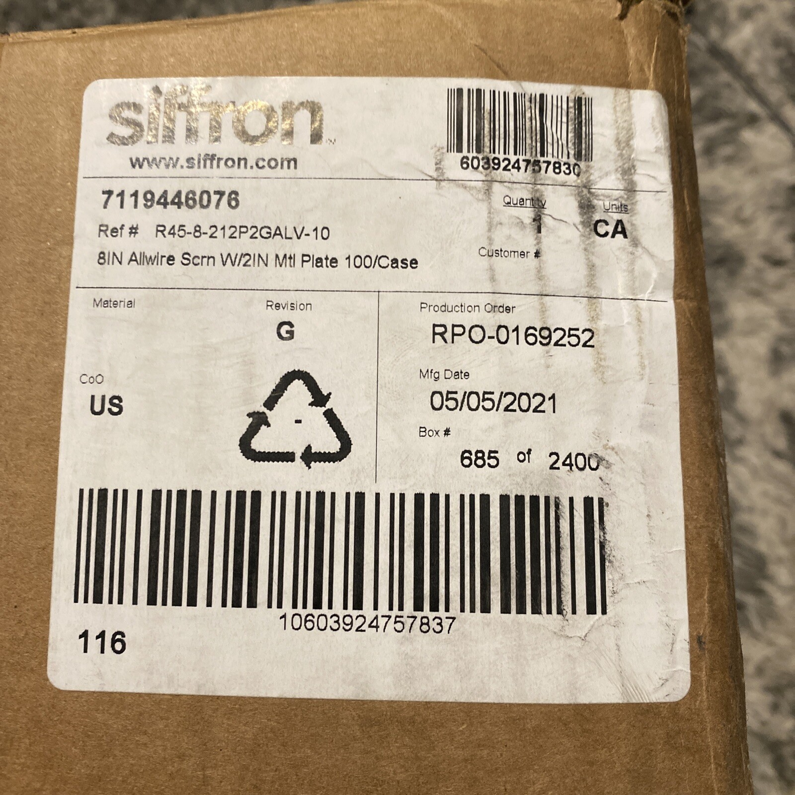 8" All-Wire Scan Hook R45-8-212 SIFFRON Pack of 100 (QTY100) (g)