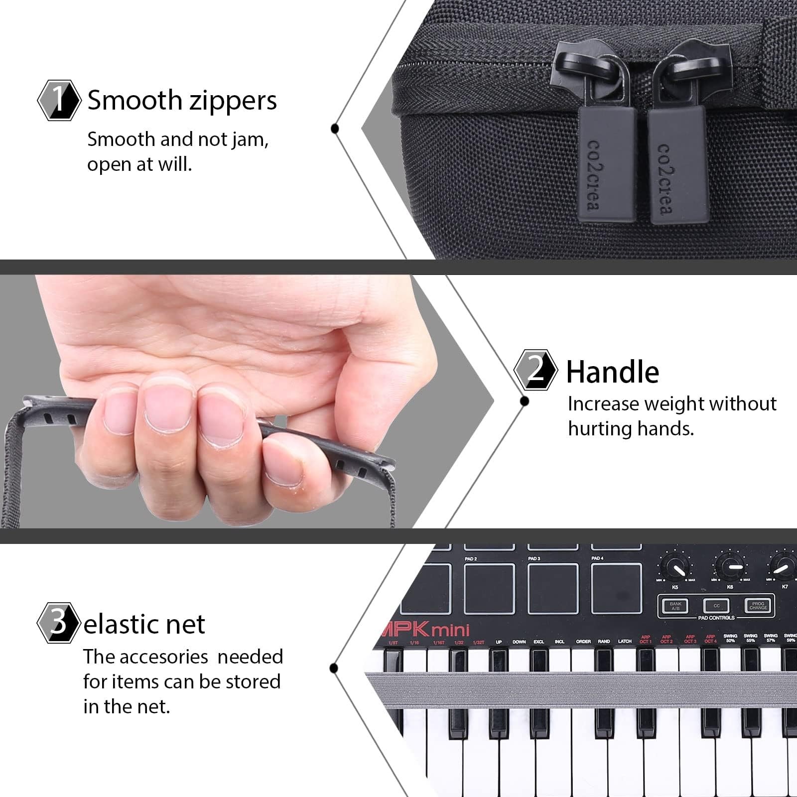 co2CREA Hard Case Replacement for Akai Professional Black + Inner Grey