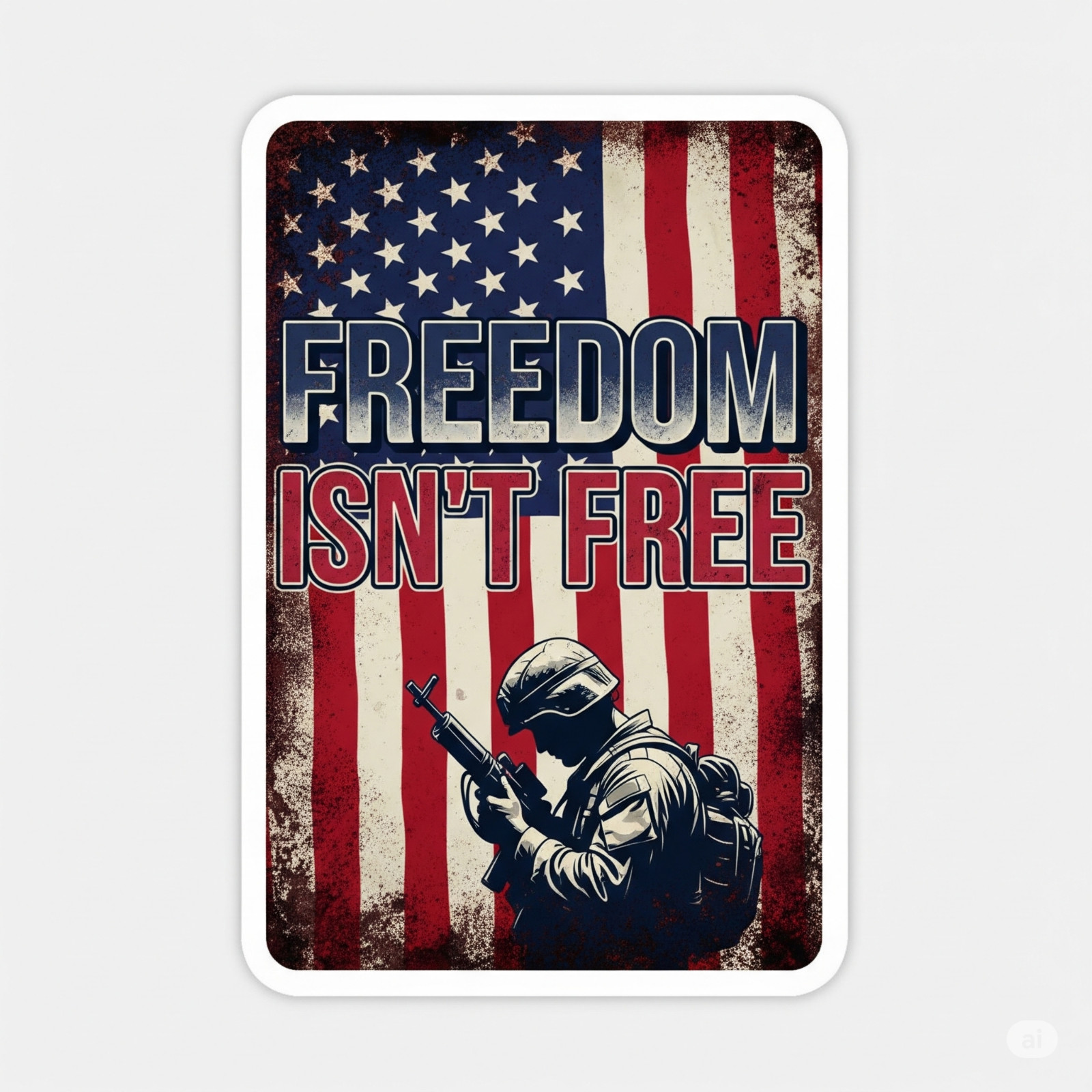 Freedom Isnt Free Custom Sticker 4" x 7" Sheet Soldier American Flag US USA