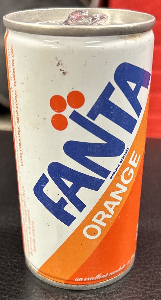 Vintage FANTA ORANGE 10 Oz. 284ml. Steel Pull Tab Empty Soda Can, Canada