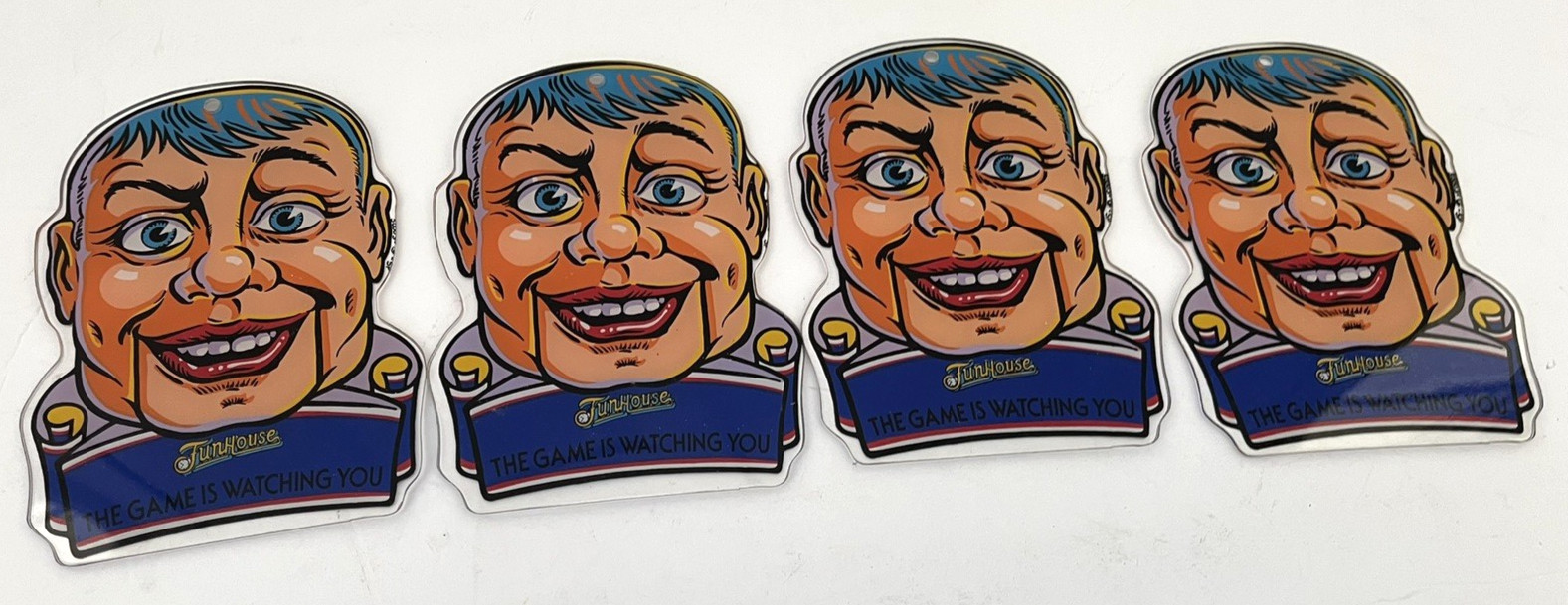 Williams Funhouse Pinball Machine Plastic Rudy Large Promo Key FOB NOS Lot of 4