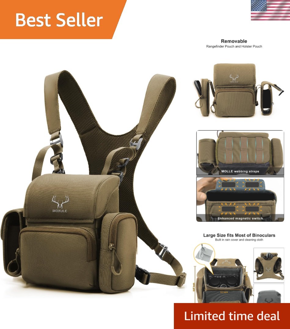 Binocular Harness Chest Pack: Bino Case with Rangefinder Pocket | Silent magn...