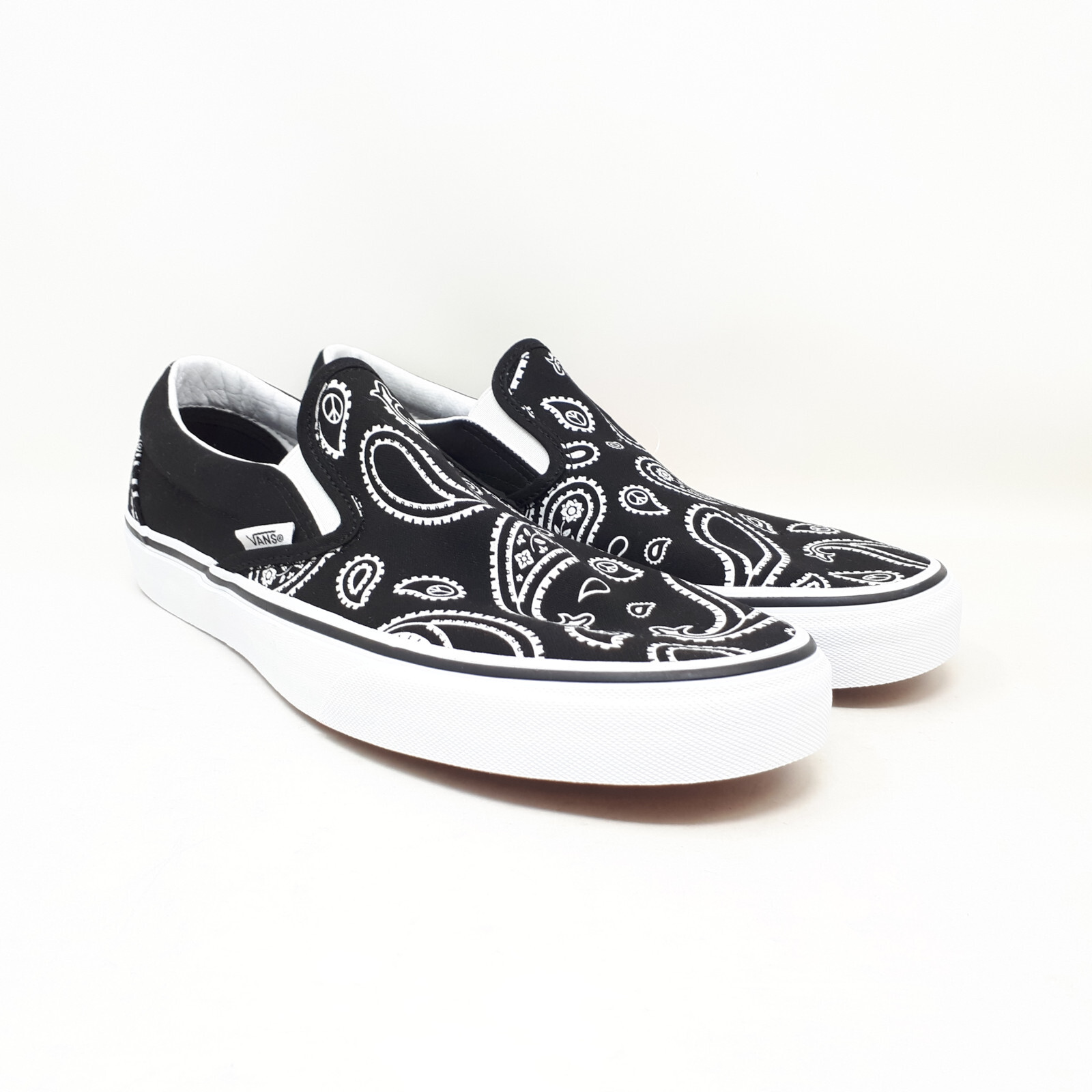 Vans Classic Slip On Peace Paisley Black Canvas Authentic Shoe Sneaker Mens 9 US