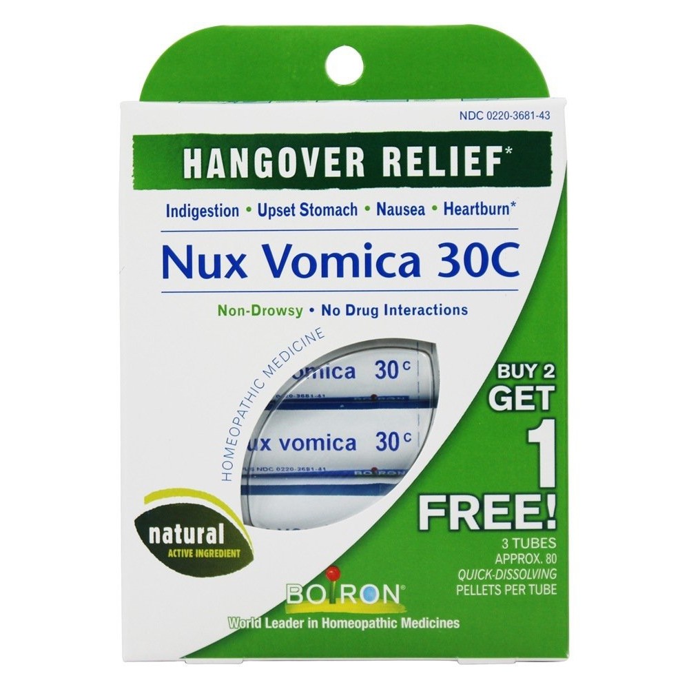Boiron Nux Vomica 30 C Pellets,Buy 2 get 1 Free!(Approx. 80 Pellets per Tube)