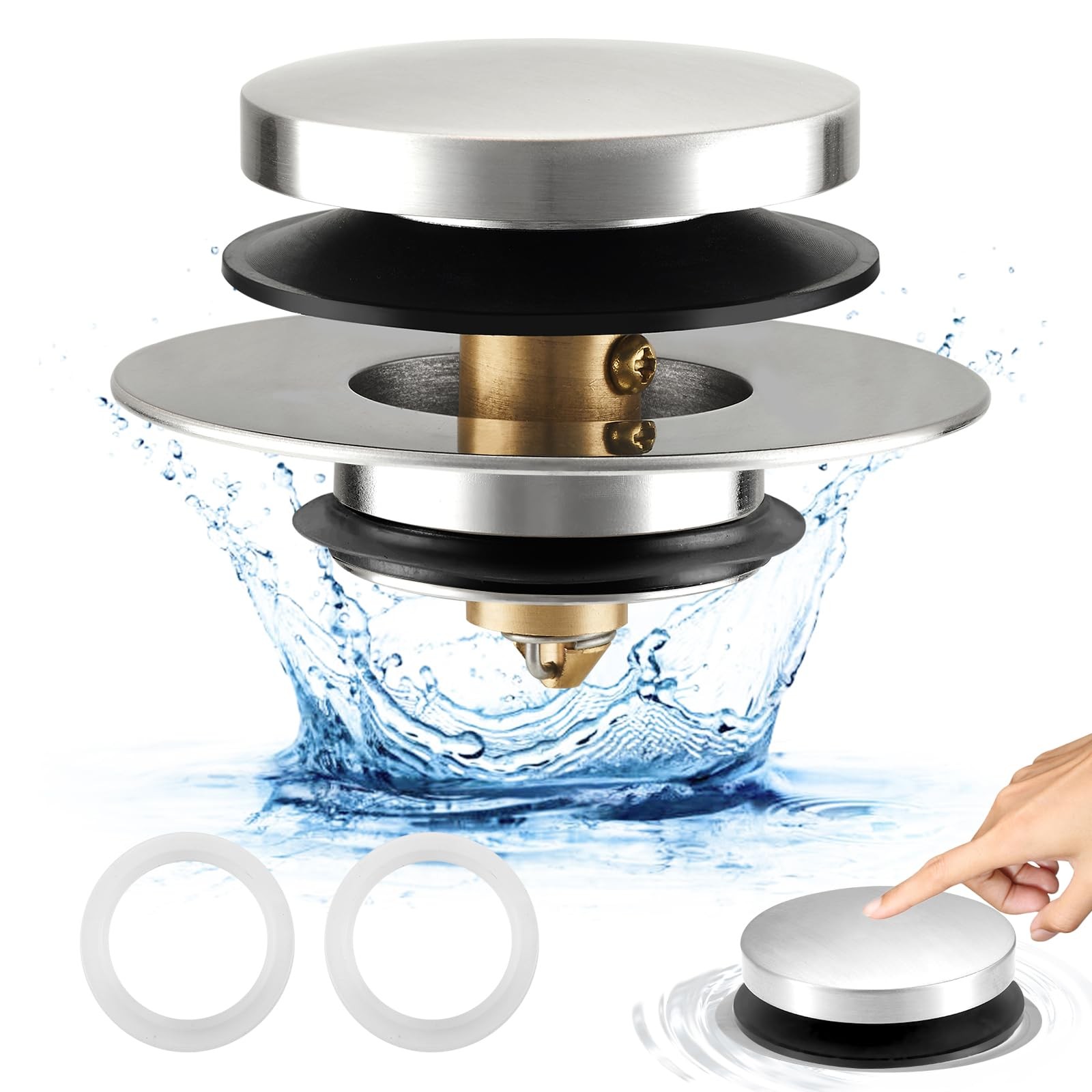 Tapón de desagüe para bañera, tapón/tapón para bañera con palanca de seguridad.