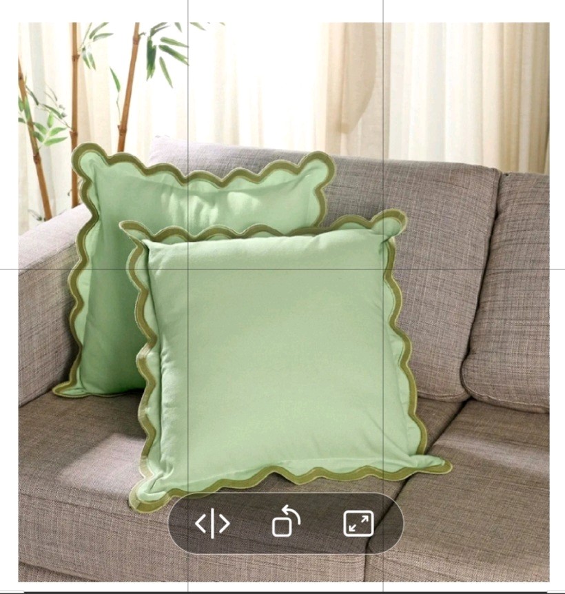 Folkulture Set of 2 Cushion Cover Scallop Embroidery Oasis  Forest Sage New