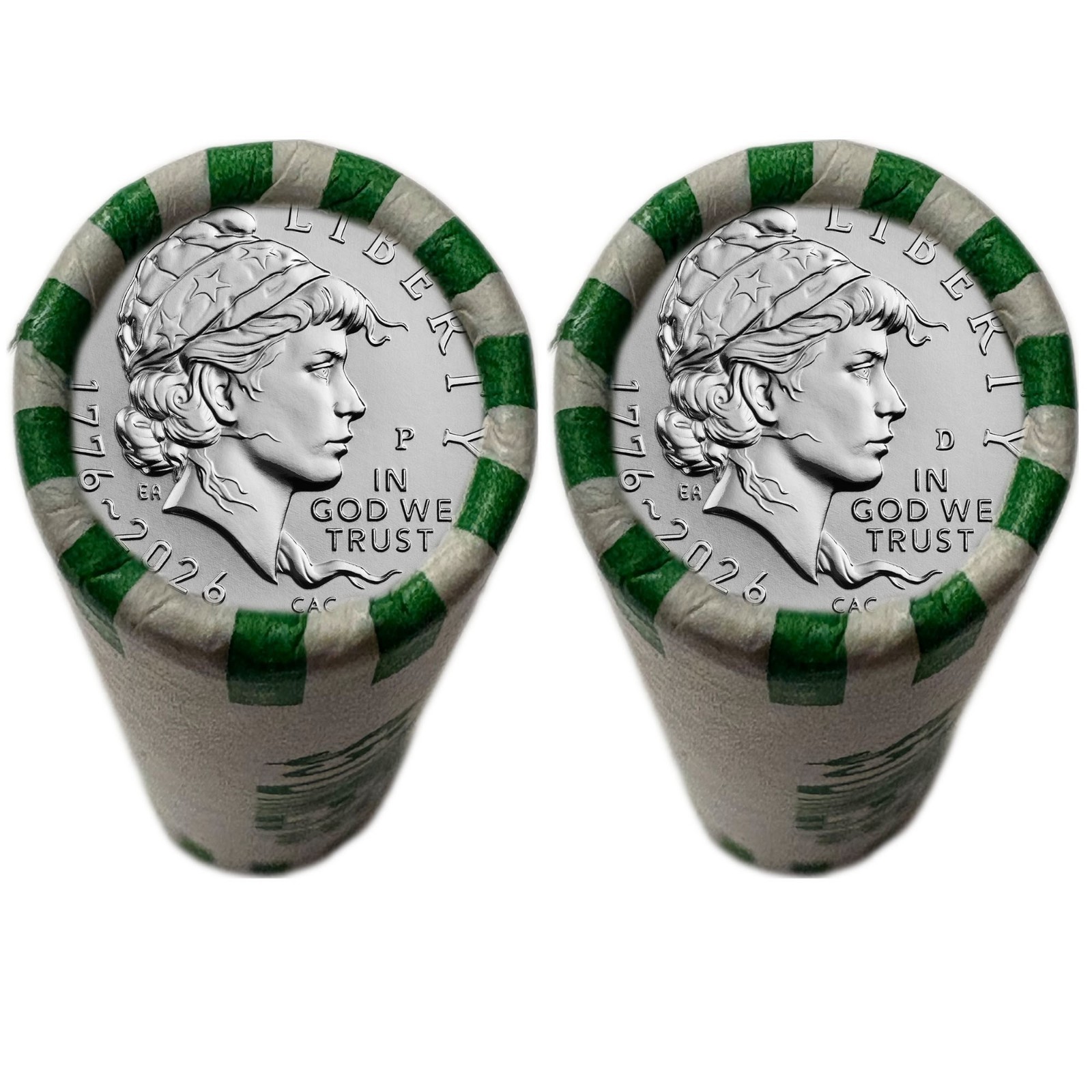 2026 P & D Emerging Liberty Dime Coin Rolls America 250 BU Set of 2