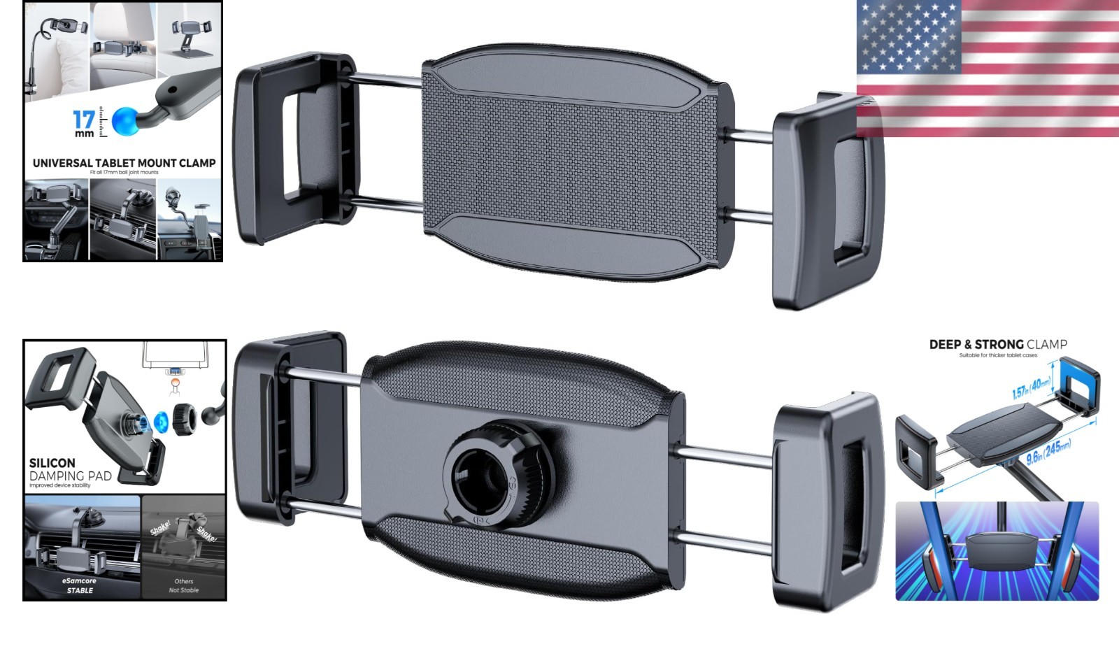 Versatile Tablet Clamp with 360° Rotation for Complete Viewing Flexibility