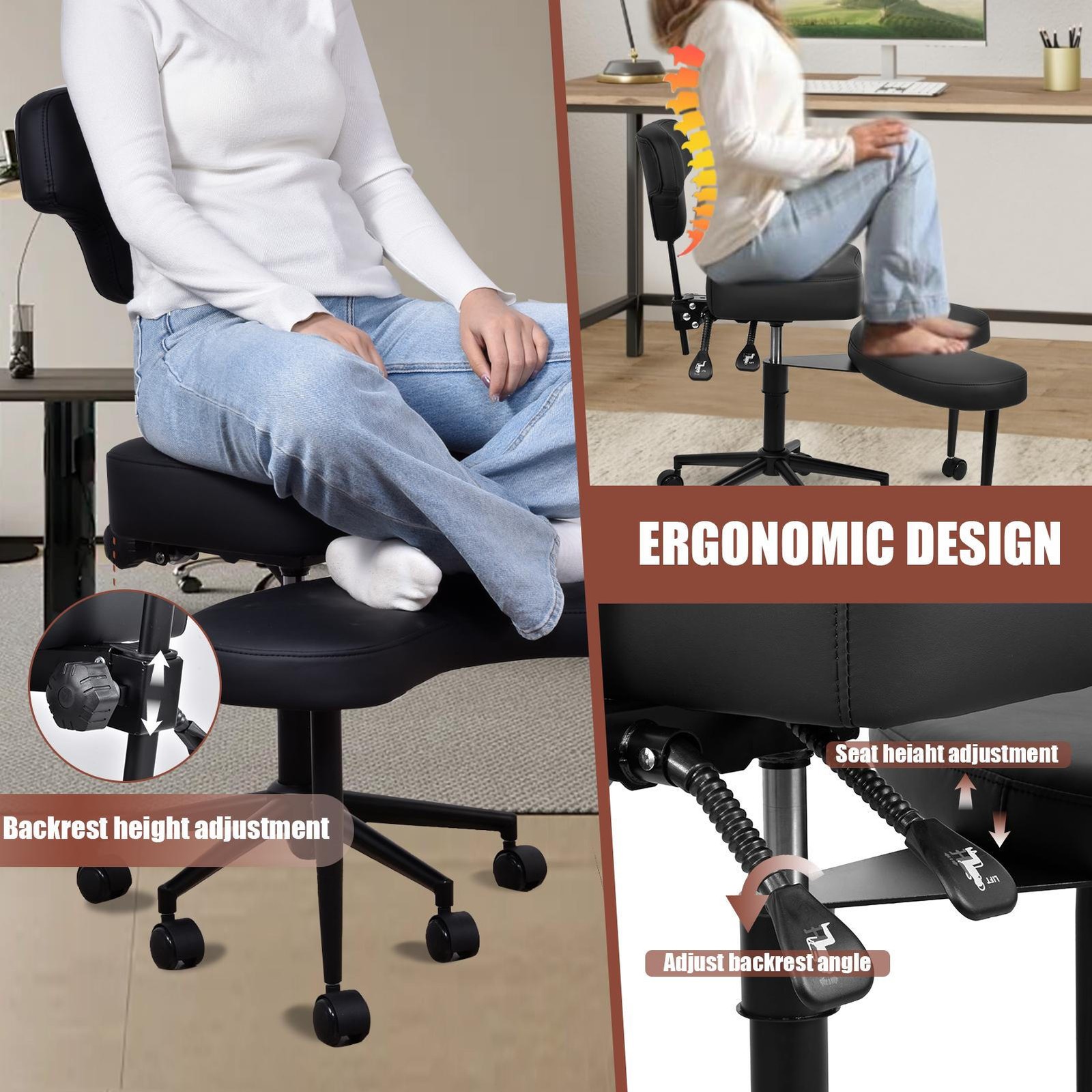 Meditation Chair, ADHD Chair, Cross Legged Office Chair with Wheels New