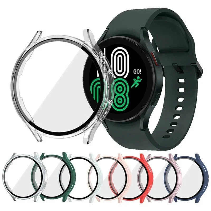 For Samsung Galaxy Watch 4 5 40/44mm Full Cover Glass Screen Protector Hard Case