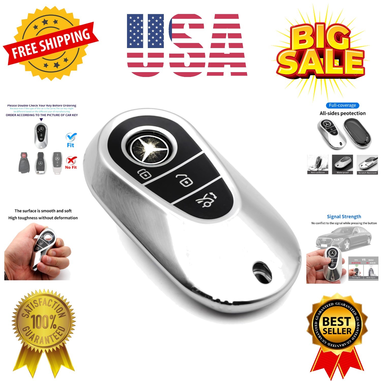 Advanced soft TPU Key Case Suitable for Mercedes Benz 2022-2025 C S EQE EQS 2...