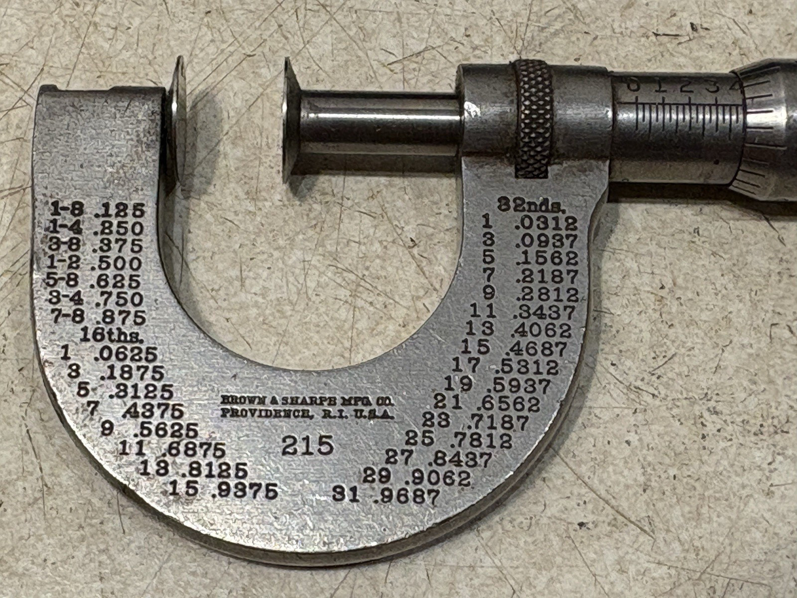 Brown & Sharpe 215 Disc Micrometer 0-1"