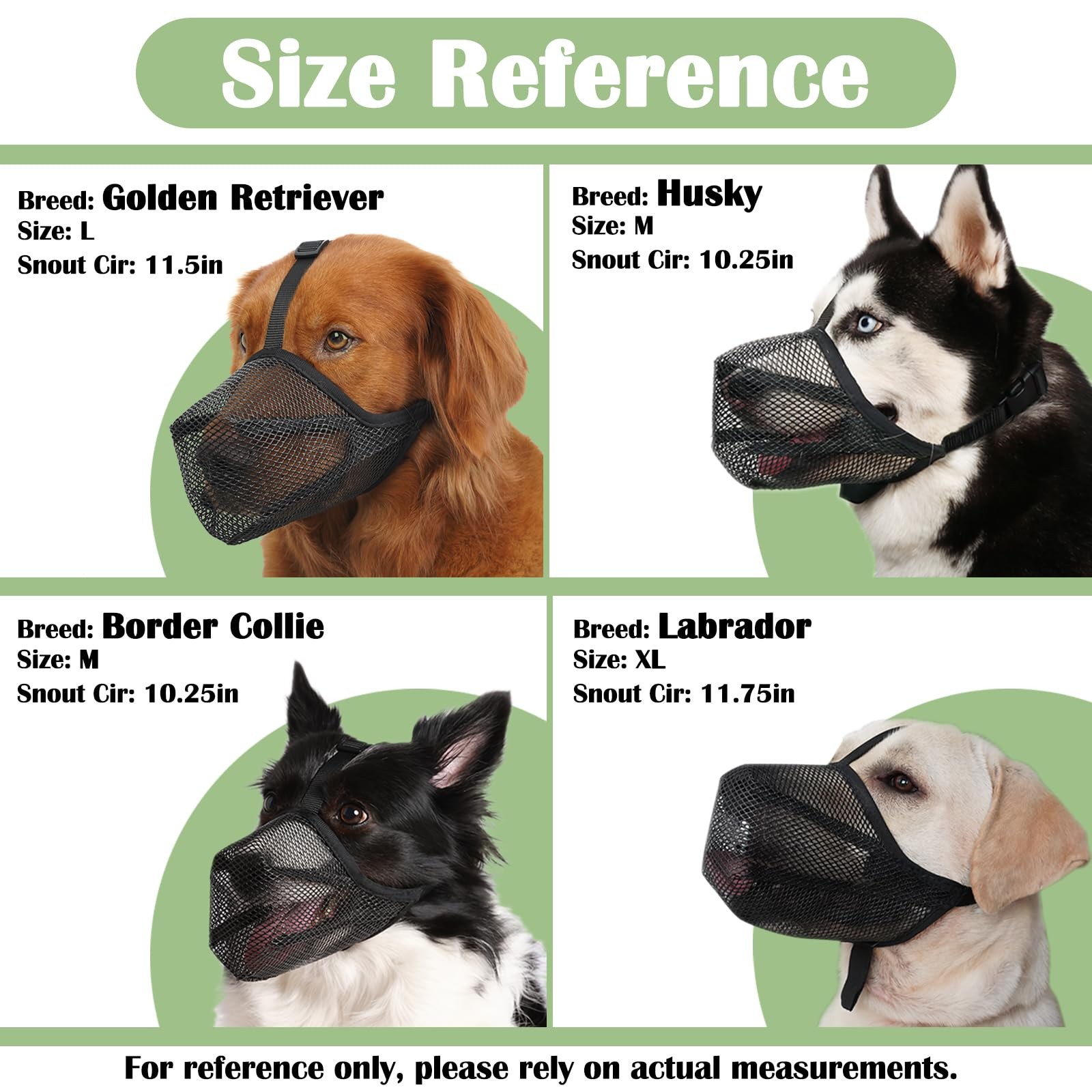 Mayerzon Dog Muzzle, Soft Mesh Muzzle for M [Snout Cir: 9¾"-10¾"], Black