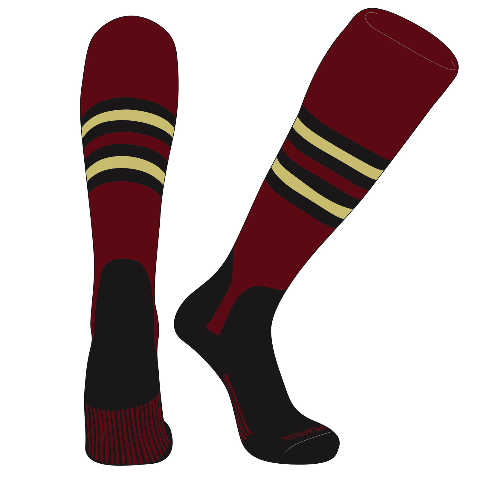 OTC Baseball Softball Stirrup Socks (F, 5in) Cardinal, Black, Vegas Gold, Blk