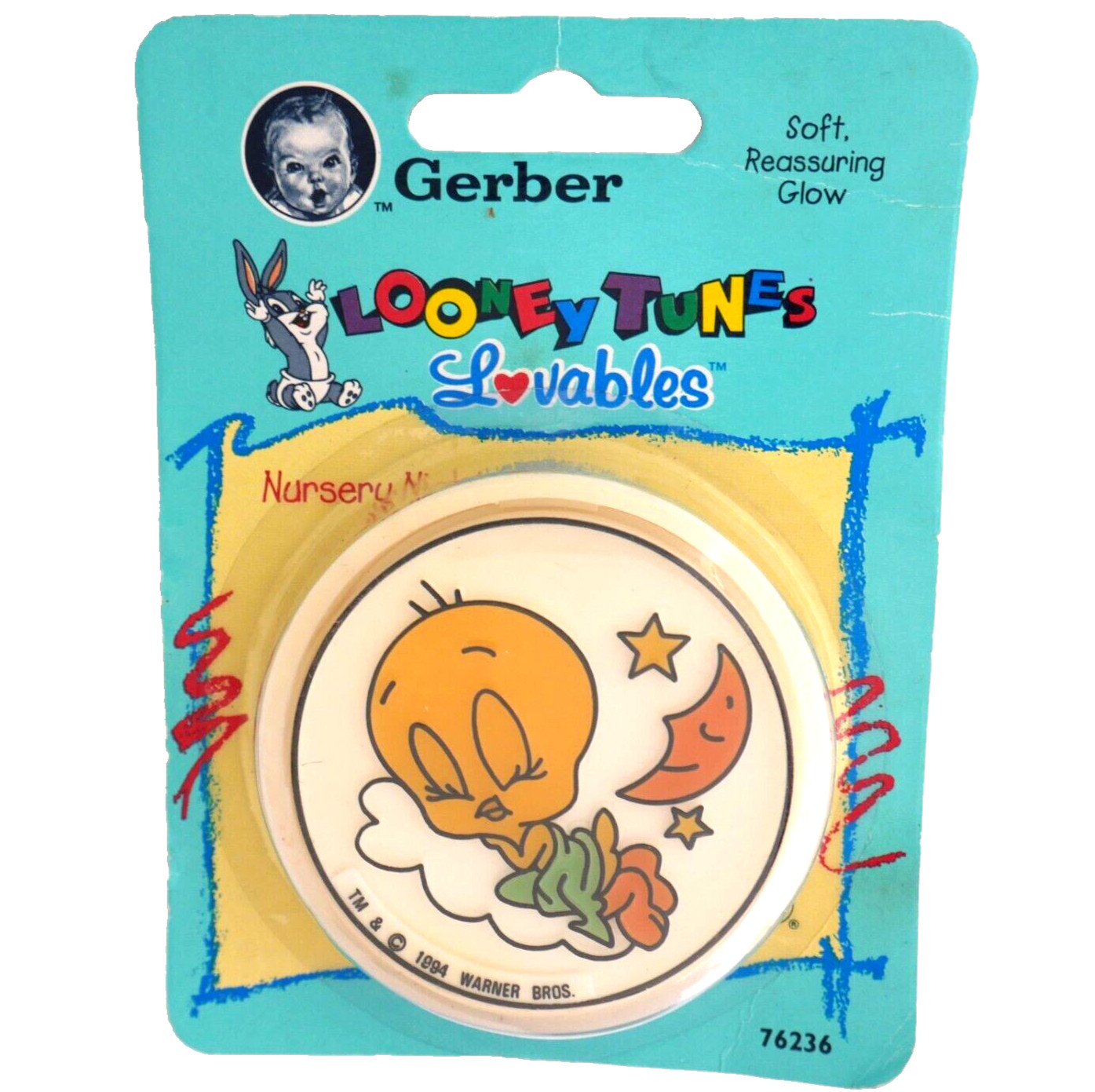 Vintage Tweety Bird baby Night light plug in Gerber Looney Tunes Lovables 1994