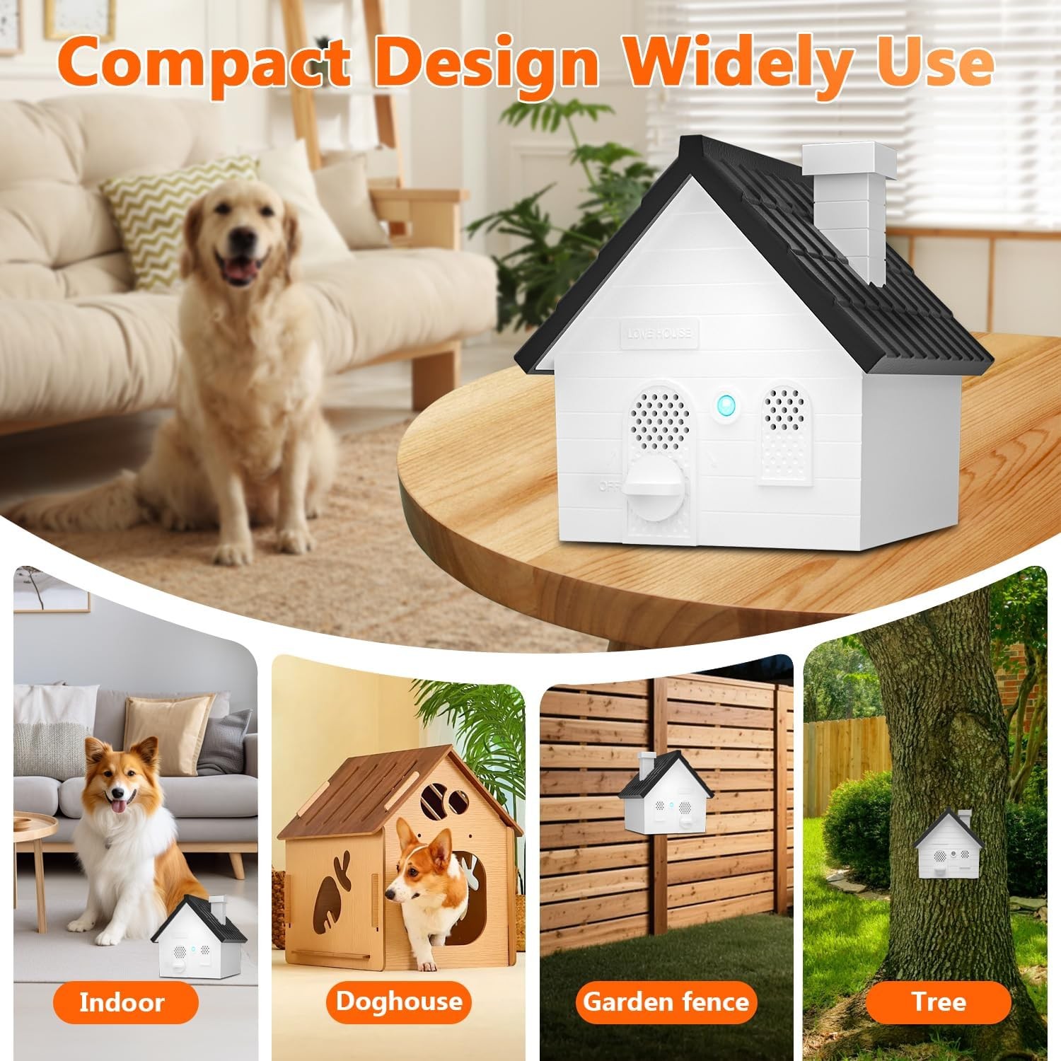 Anti Barking Device Weatherproof Dog Bark Deterrent 50ft