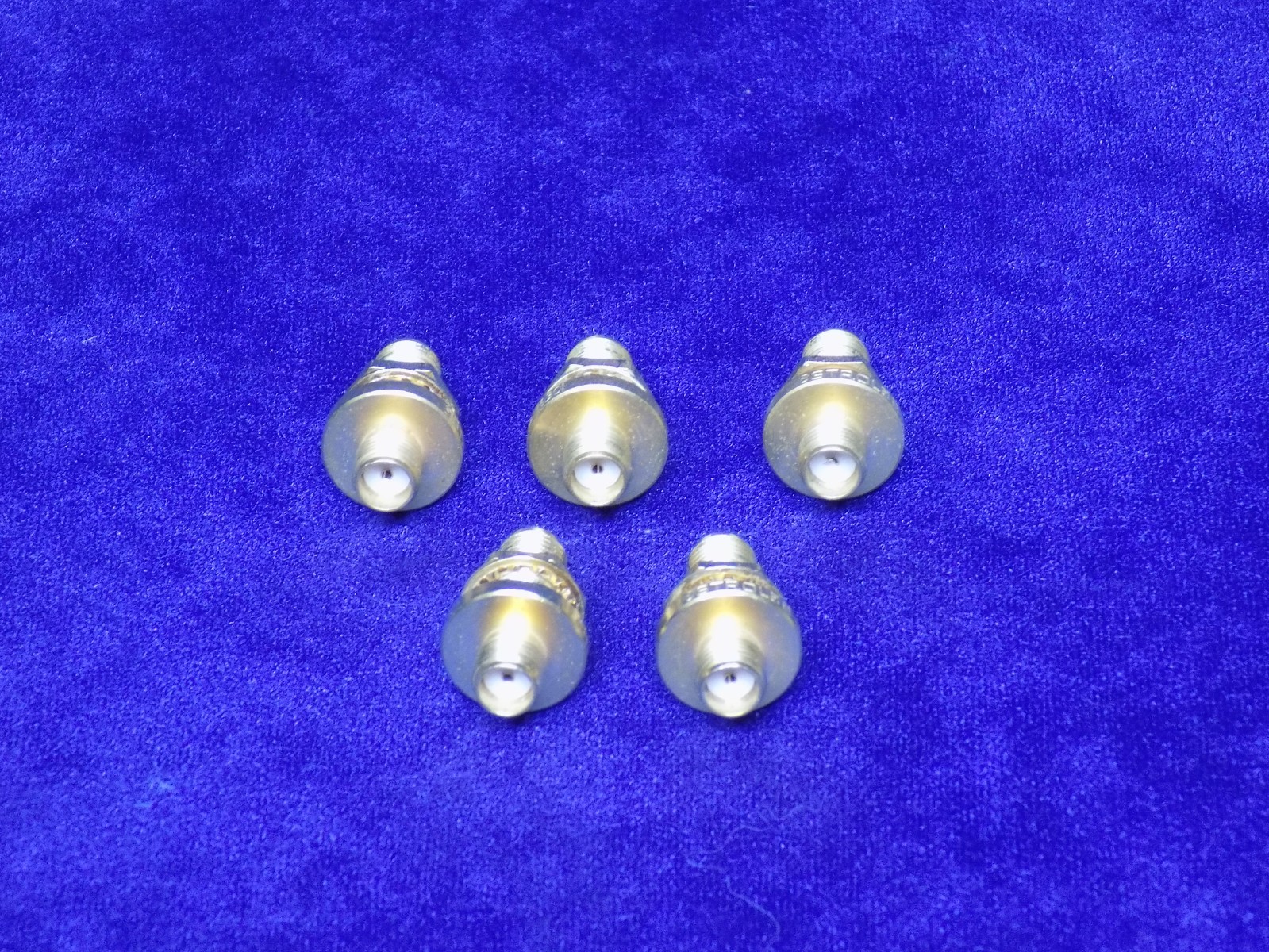 LOT OF 5 USED ASTROLAB 16301 GOLD PLATED SMA CHASSIS MOUNT ADAPTER  /  CONNECTOR