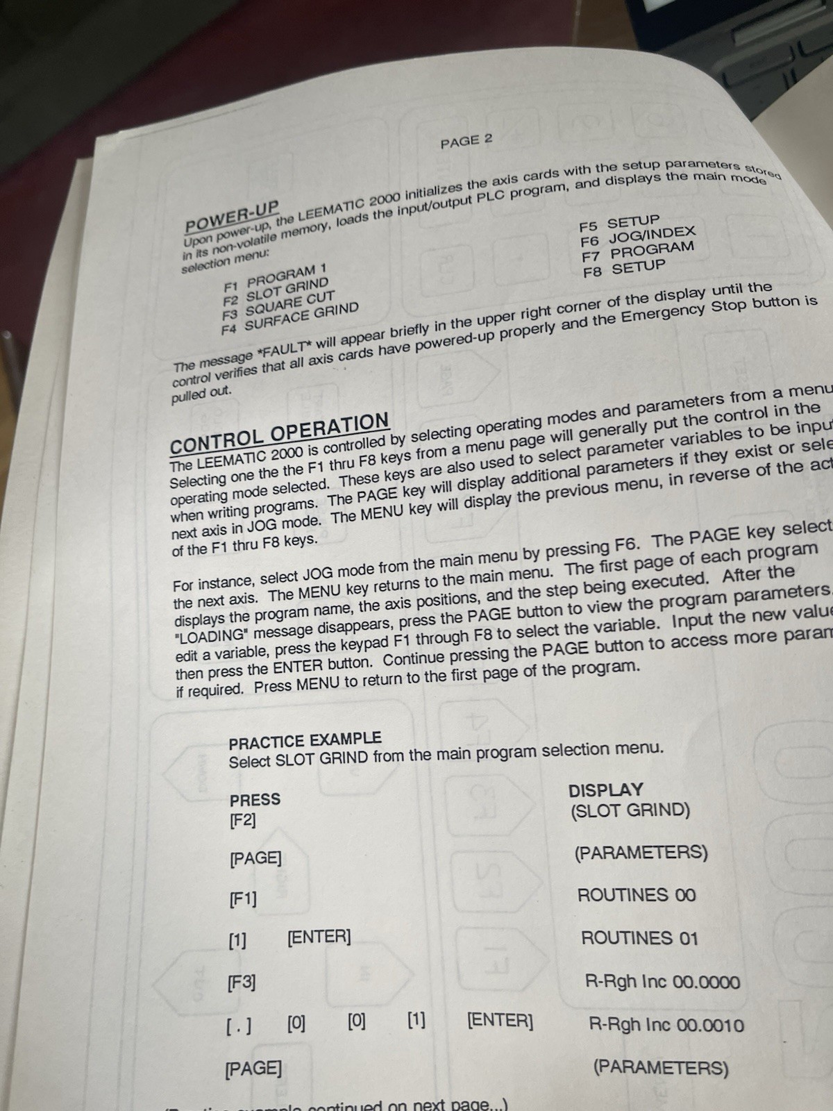 K.O. Lee-Leematic 2000 Operating Instructions Surface Grinders/Slicers S2002L