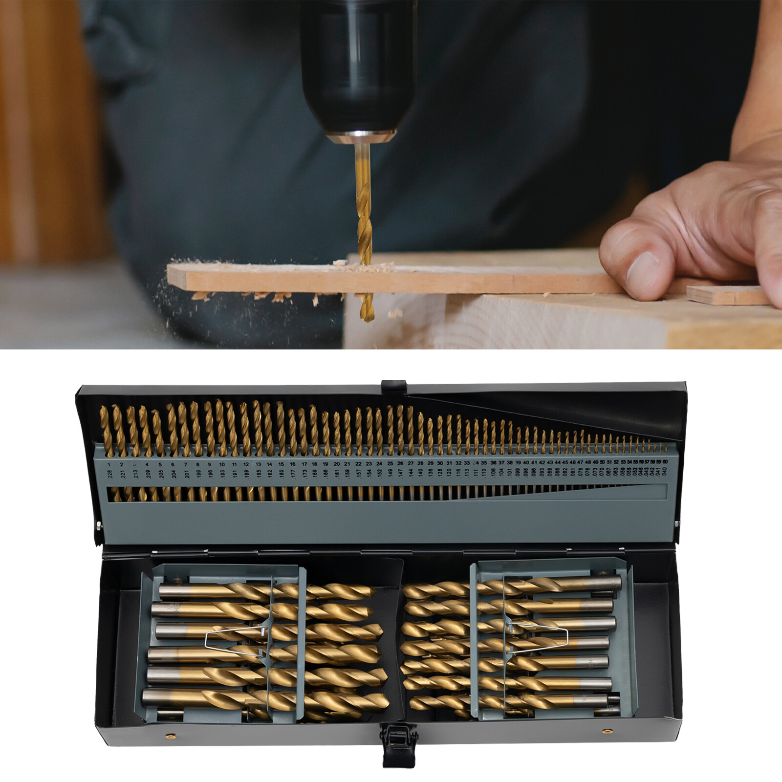 115Pcs Steel Drill Bit Set Electric High Speed Drill Mount Spiral Set w/Box
