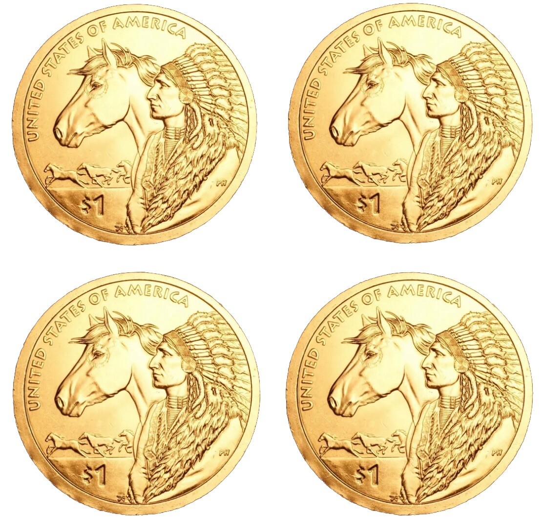 2012 P&D 4 Native American Sacagawea Set Positions AB / US Mint Rolls w Pouches