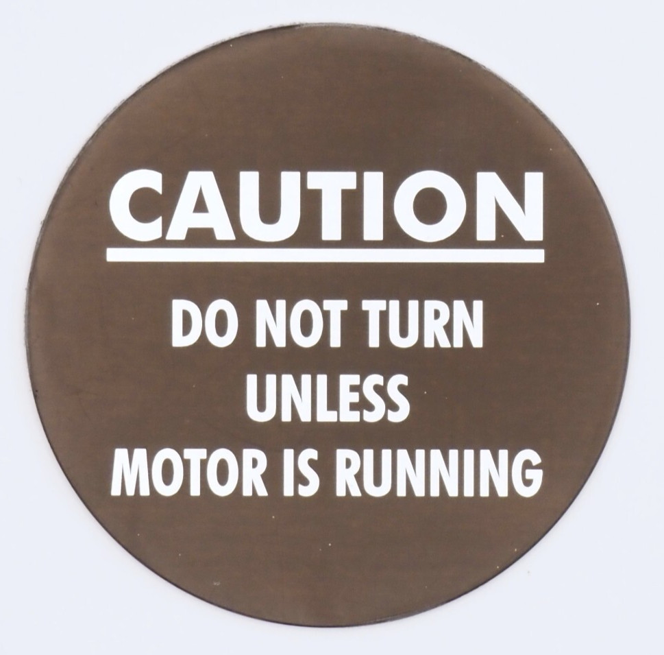 Bridgeport Milling Machine, 3M ADHESIVE CAUTION PLATE M1475 FOR M1476
