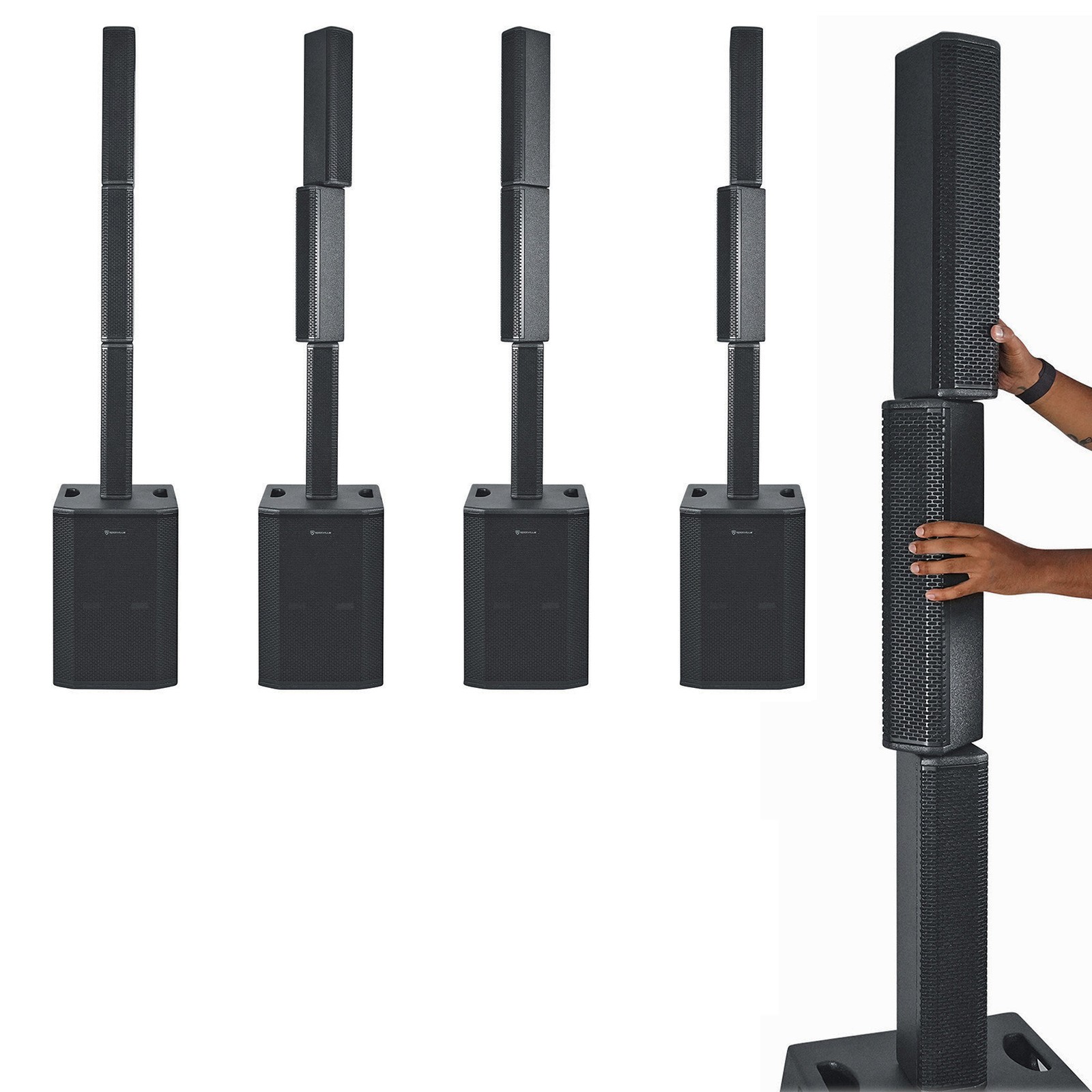 DJ Package w/2) TITAN ARRAY SYSTEM V2 Wireless Link Column Array Speakers+Facade