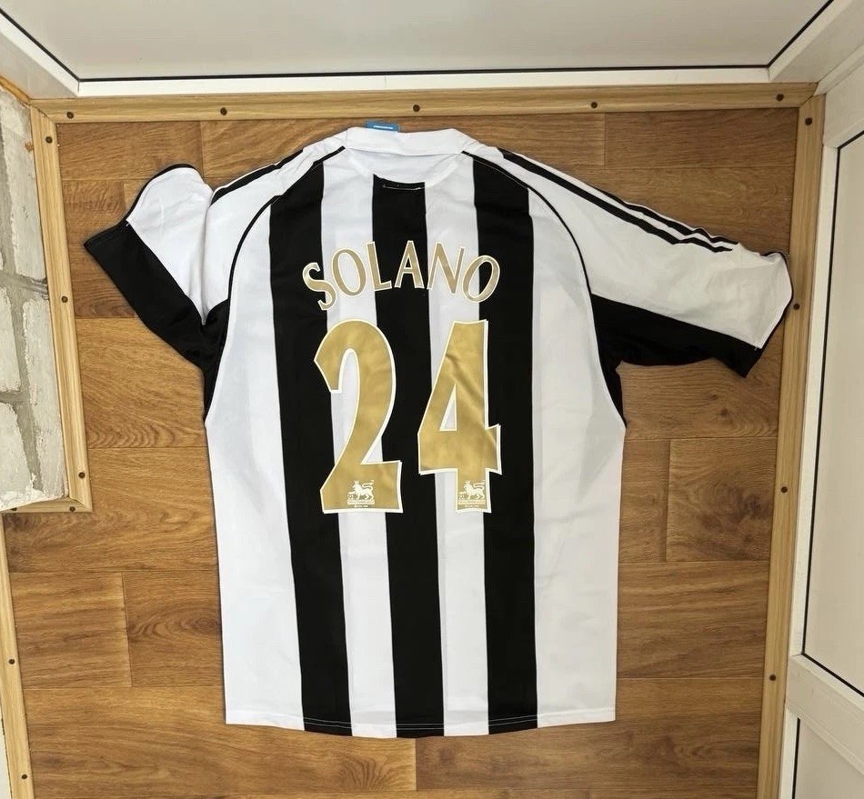 NEWCASTLE UNITED 2005 2007 HOME FOOTBALL SHIRT  L ADIDAS SOCCER JERSEY Solano
