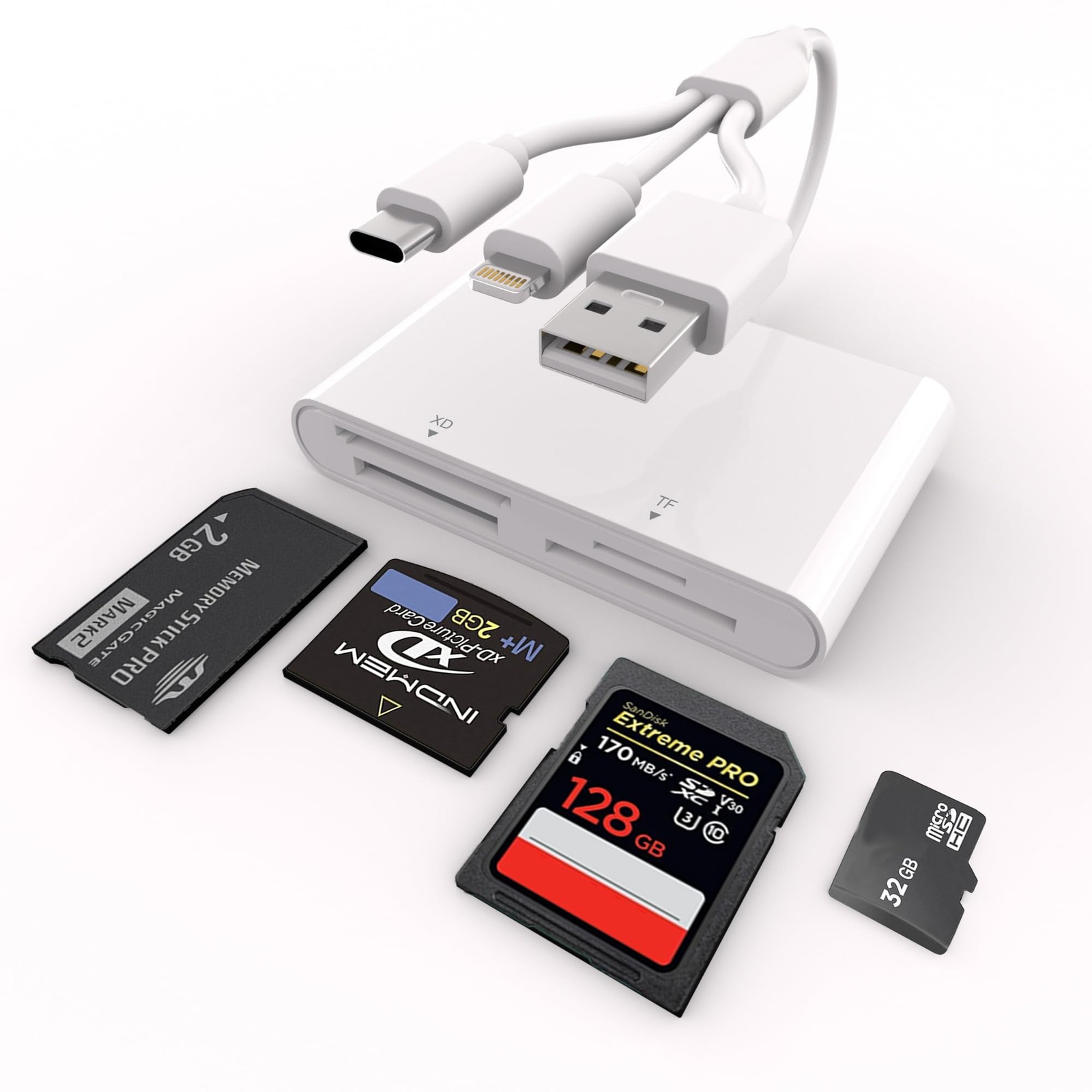 Memory Stick Duo Adapter for iPhone/Android/PC, 4 in 1 SD/TF/MS/XD Picture Ca...
