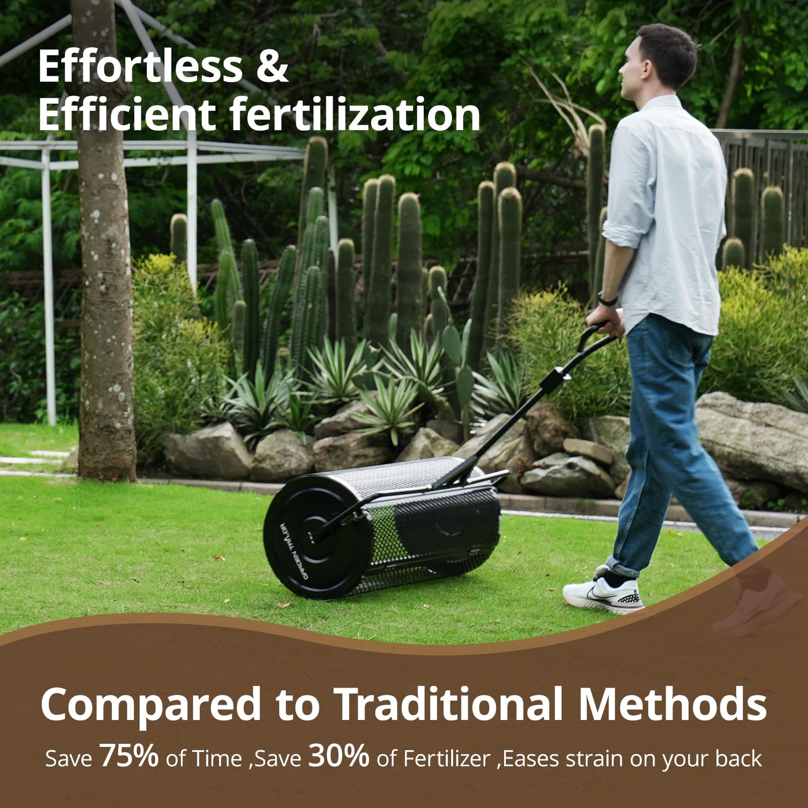 Compost Spreader 44 Inch Towable Peat Moss Spreader with Installation Accesso...